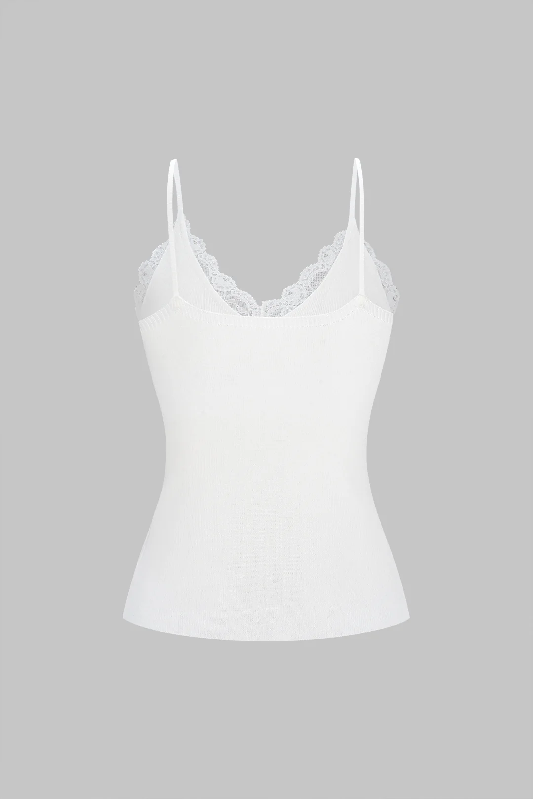 Knit Patchwork Lace Trim V-Neck Cami Top - Image 2