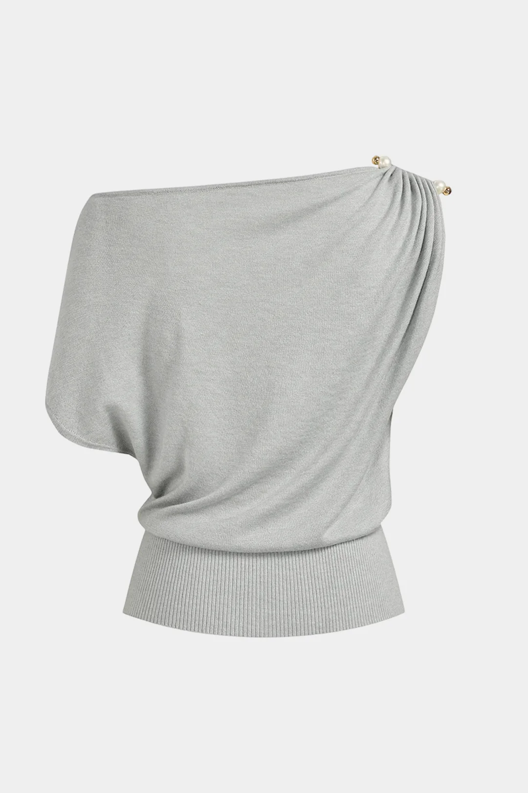 Knit One Shoulder Ruched Tank Top - Image 2