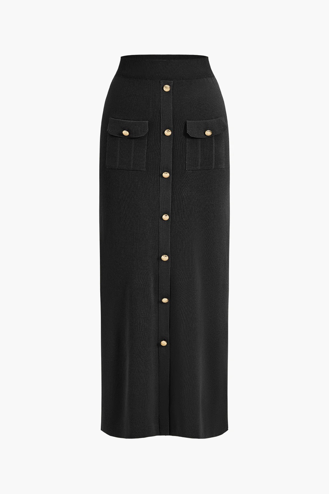 Cropped Button-Up Knit Top And Maxi Skirt Set - Image 17