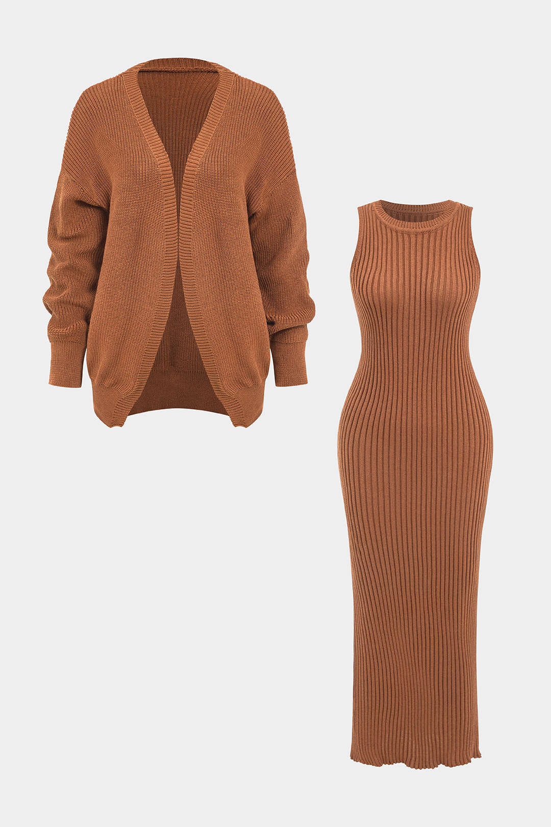 Ribbed Knit Dress And Cardigan Set - Image 4