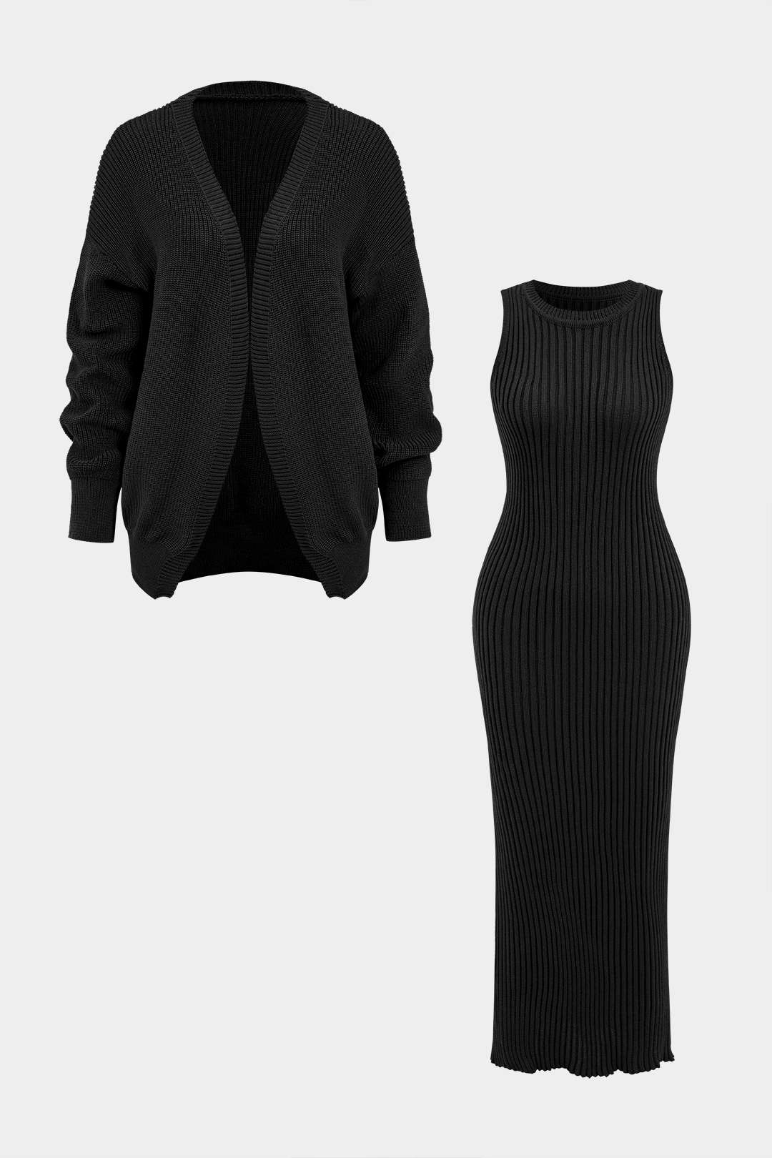 Ribbed Knit Dress And Cardigan Set - Image 5