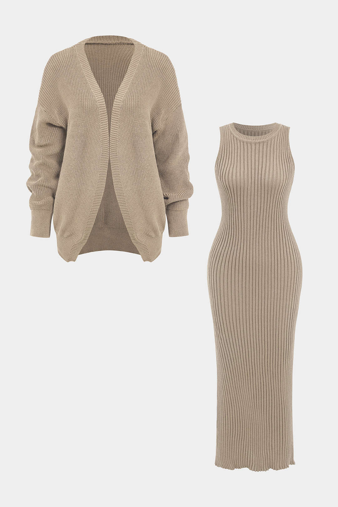 Ribbed Knit Dress And Cardigan Set - Image 8