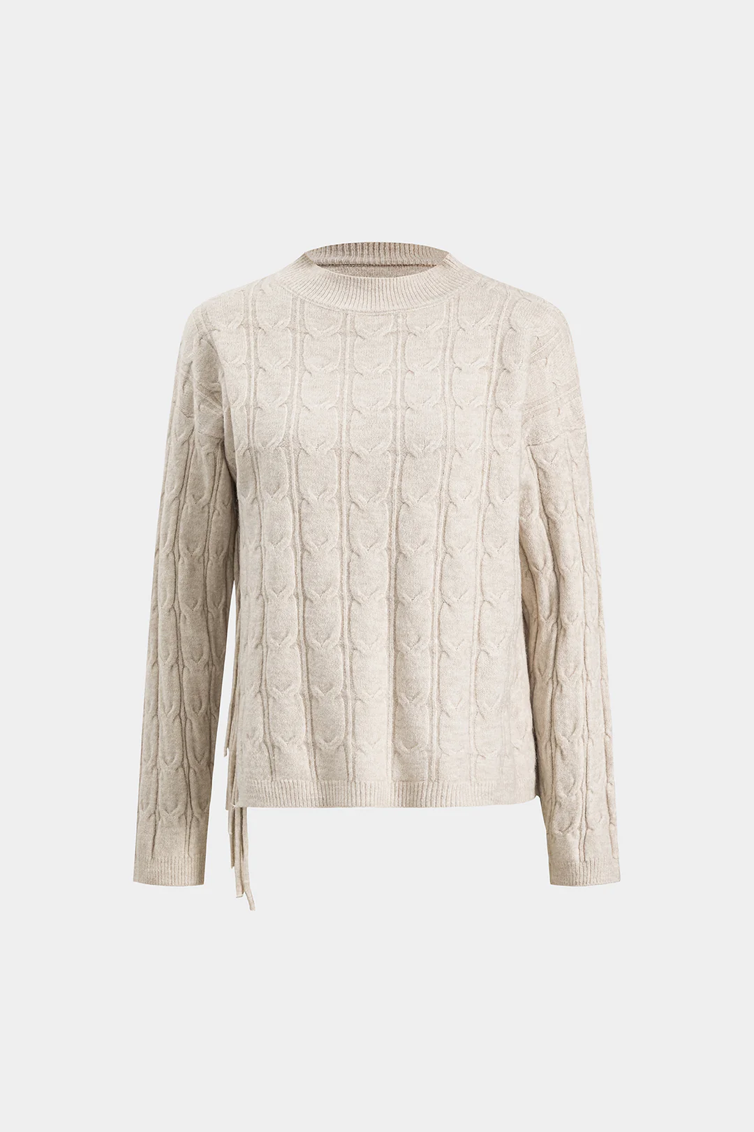 Cable Knit Fringe Long-Sleeve Top And Skirt Set - Image 5