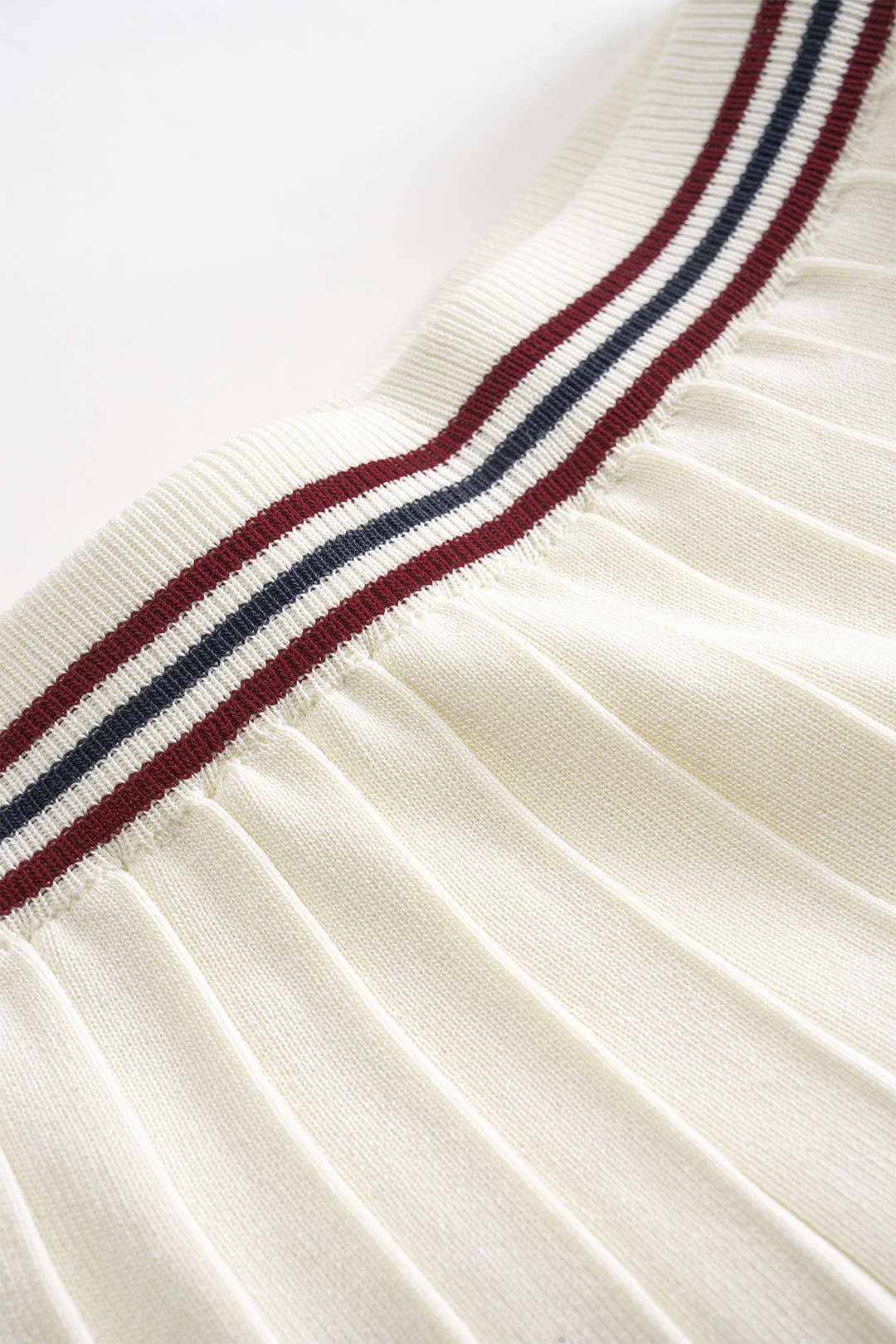 Knit Contrast Stripes Button Short-Sleeve Top And Mini Skirt Set - Image 9