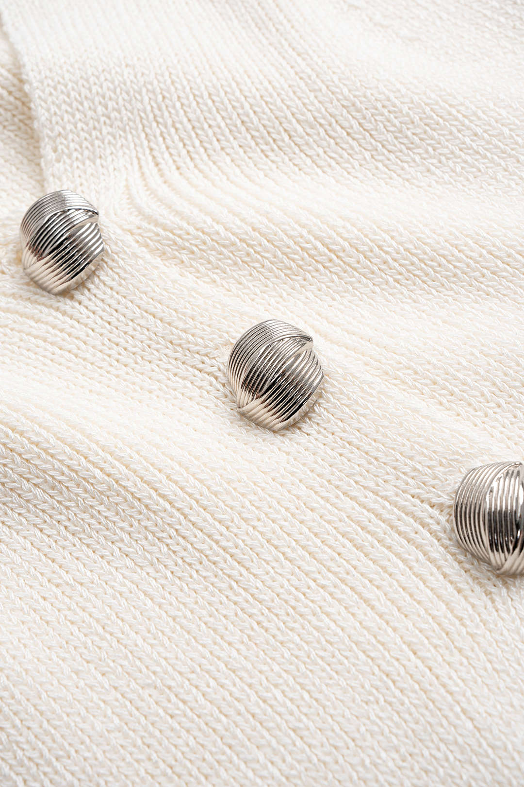 Knit V-Neck Metallic Button Tank Top And Solid Wide Leg Pants Set - Image 4