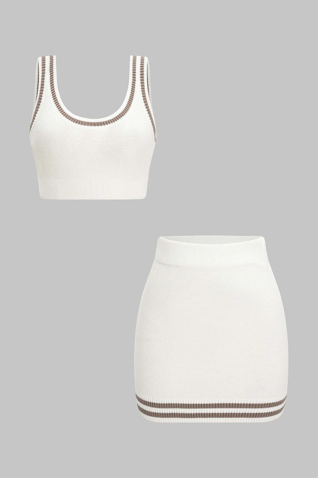 Contrast Knit Cami Top And Skirt Set