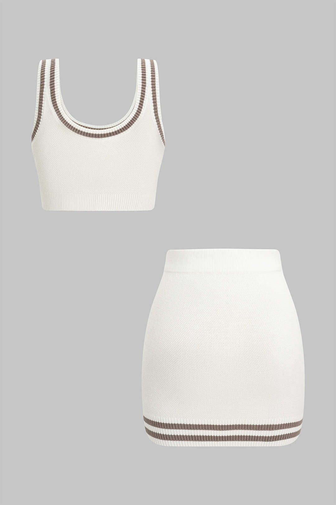Contrast Knit Cami Top And Skirt Set - Image 2