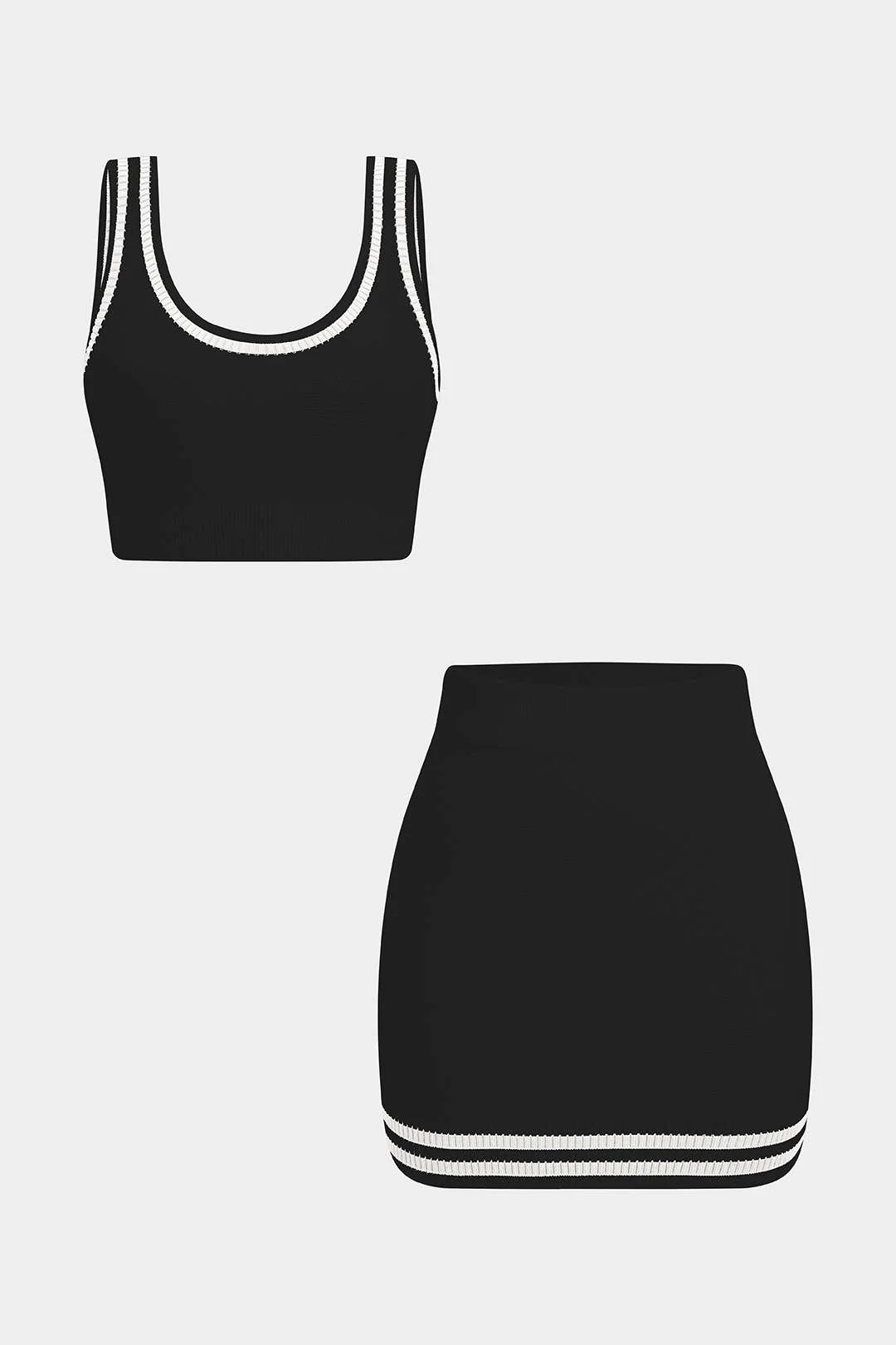 Contrast Knit Cami Top And Skirt Set - Image 5