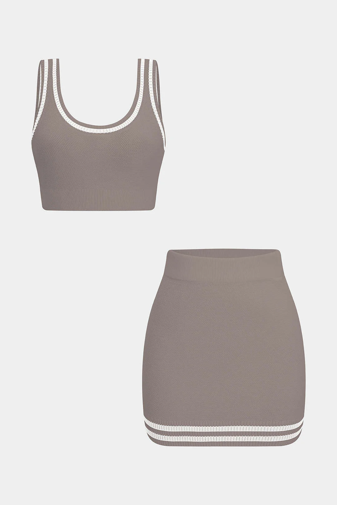 Contrast Knit Cami Top And Skirt Set - Image 7