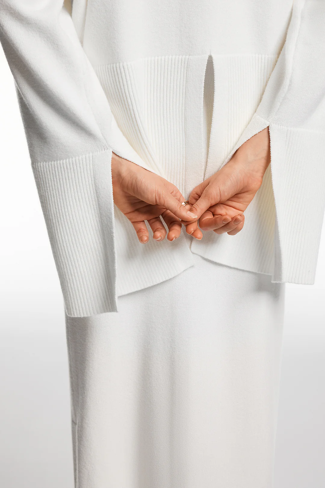 Knit Turtleneck Long-Sleeve Top And Side Split Skirt Set - Image 5