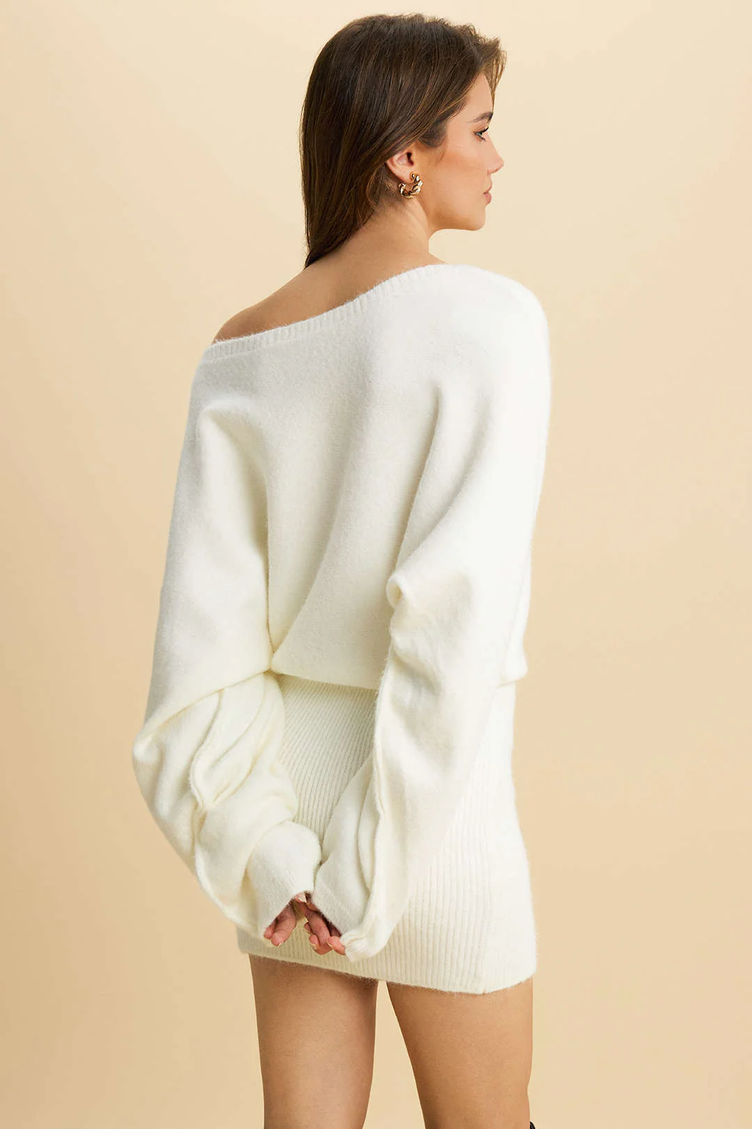 Knit One Shoulder Long Sleeve Mini Dress - Image 4