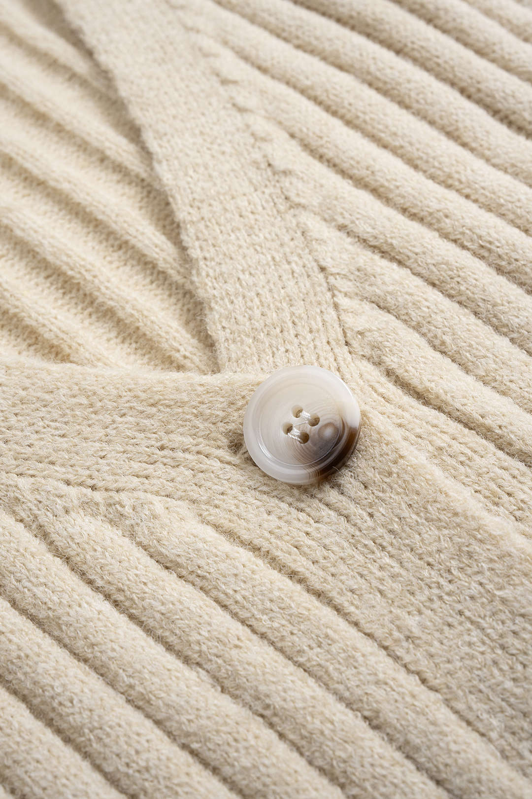 Knit Ribbed Button Long-Sleeve Top And Bell Leg Trousers Set - Image 3