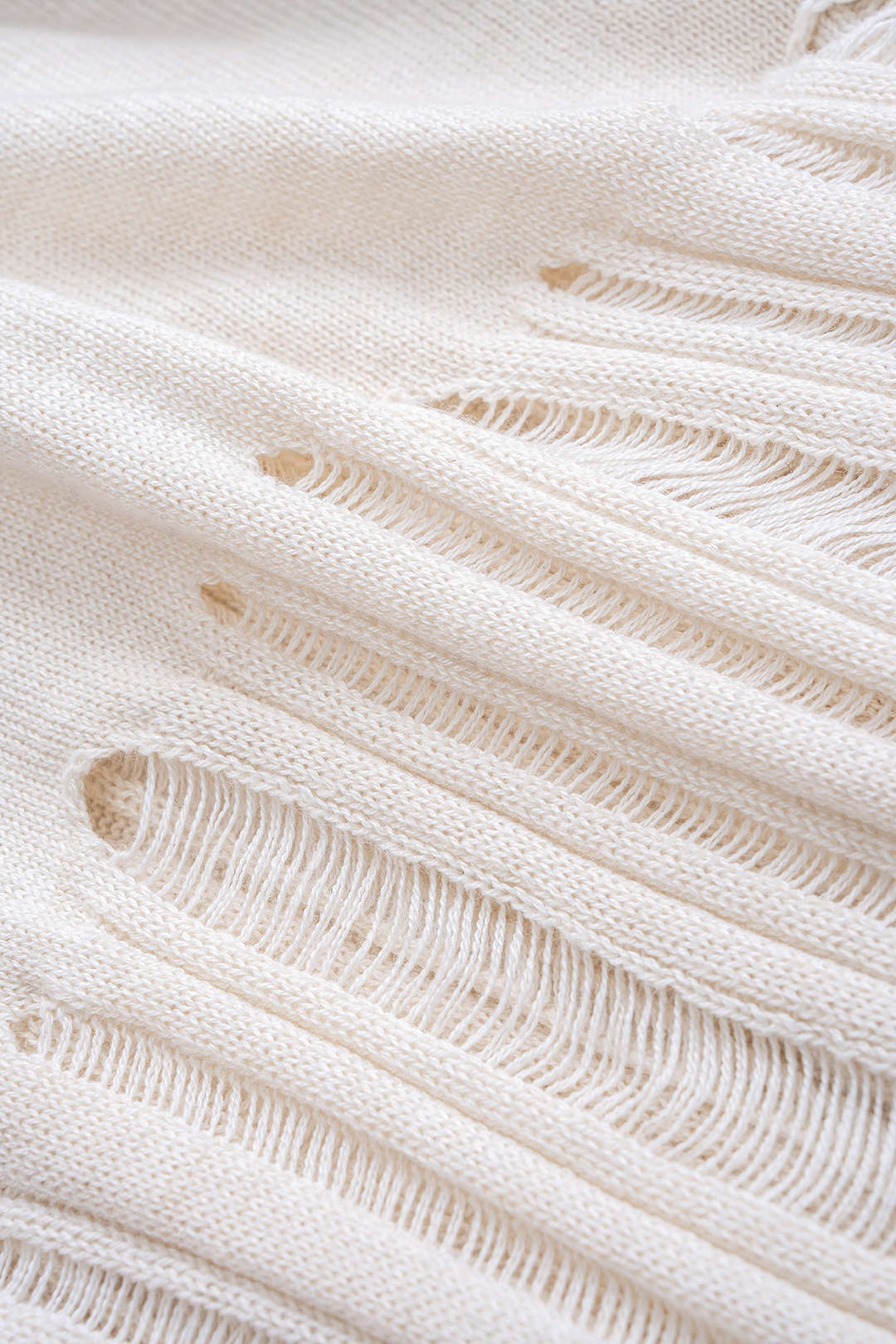 Knit Ripped Detail One Shoulder Long-Sleeve Top And Skirt Set - Image 3