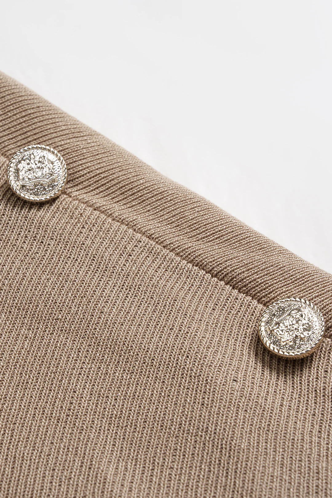 Knit Contrast Metallic Button Short-Sleeved Top And Wide Leg Pants Set - Image 3