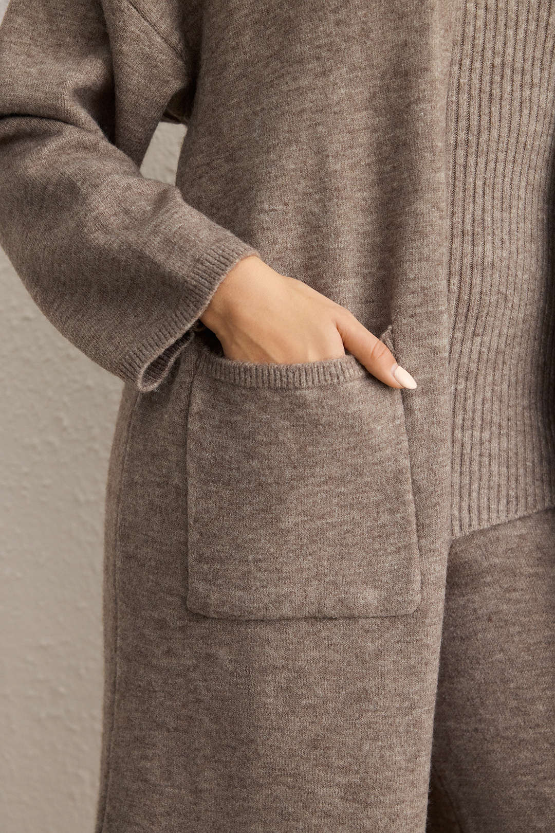 Knit 3PC Solid Cardigan And Straight Leg Pants Set - Image 5