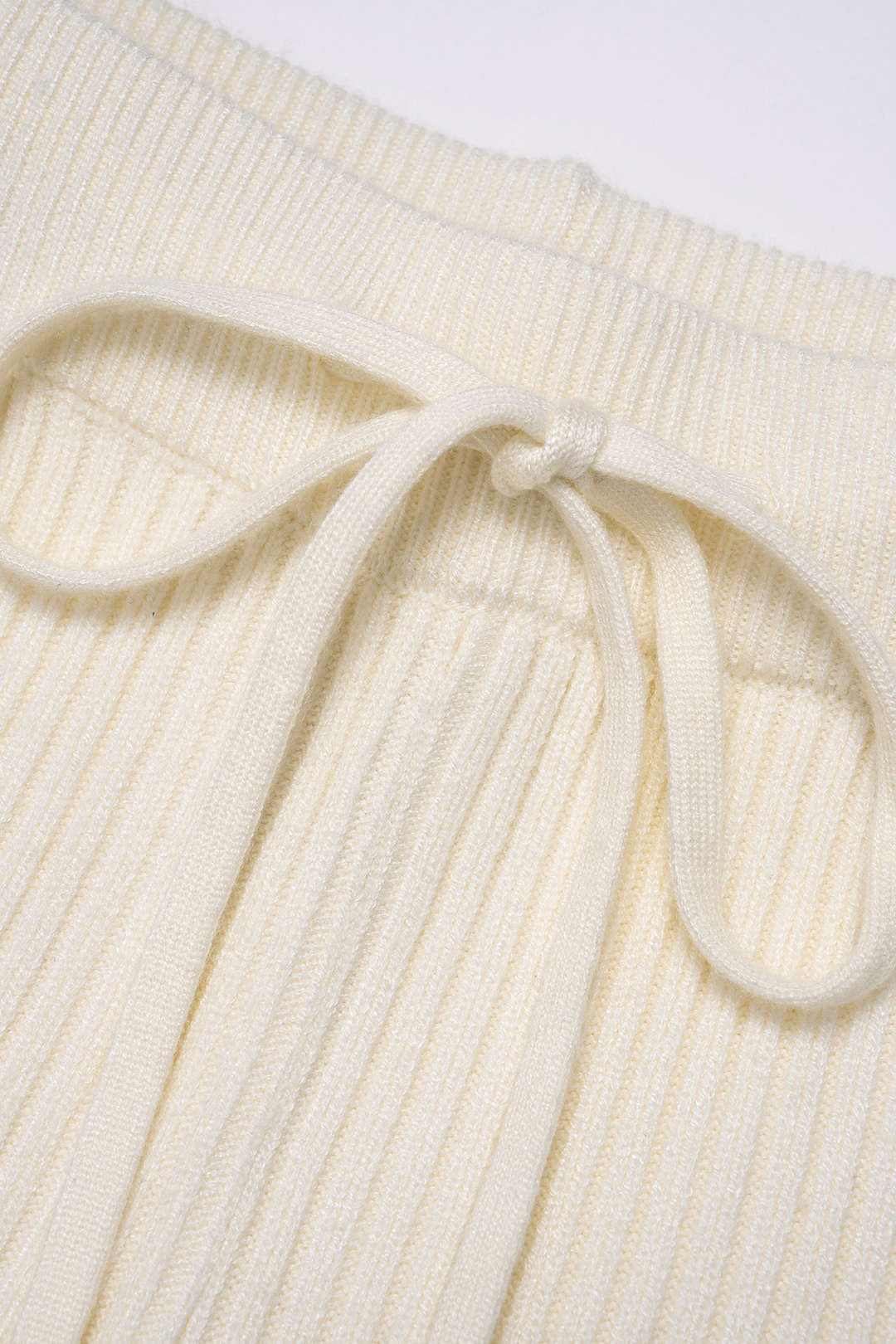 Knit Crossed Long-Sleeve Top And Tie-Up Pants Set - Image 3