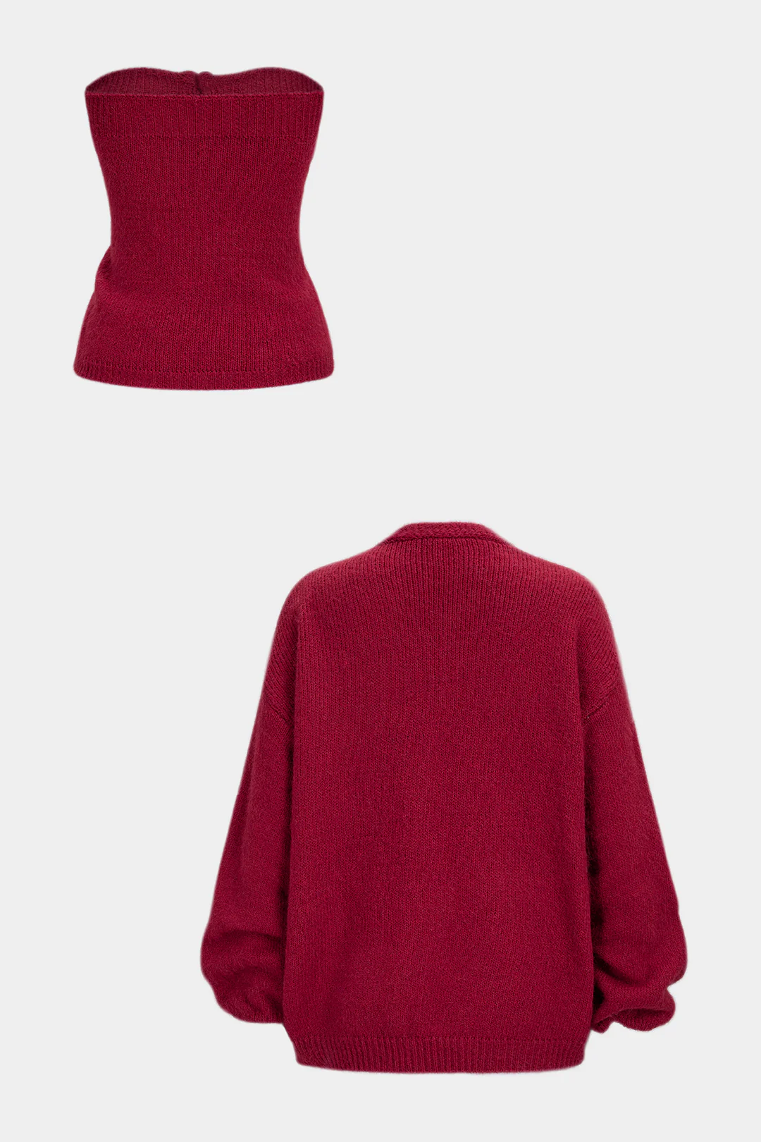 Knit Button Tube Top And Cardigan Set - Image 3