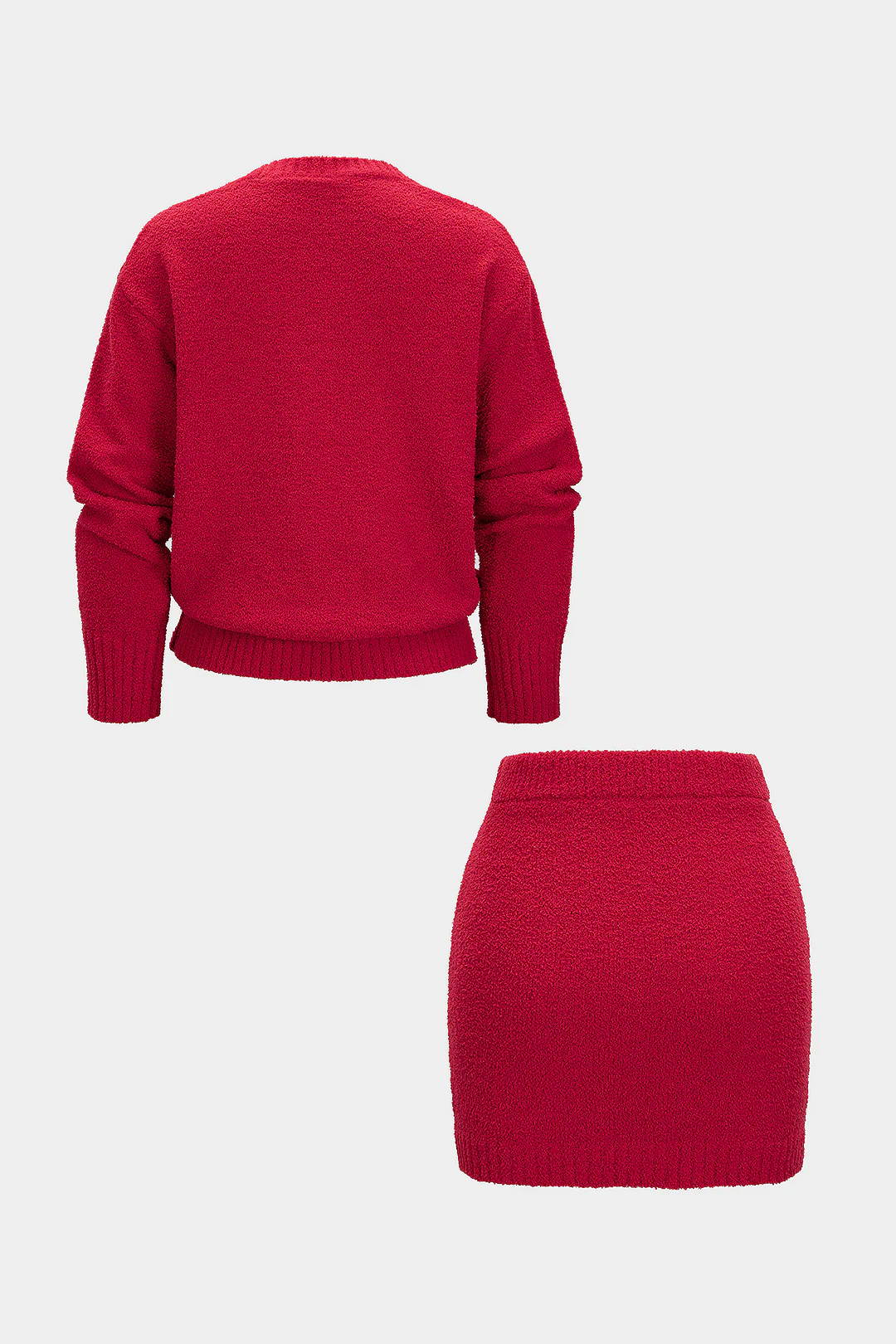 Round Neck Long-Sleeve Top And Mini Skirt Set - Image 2
