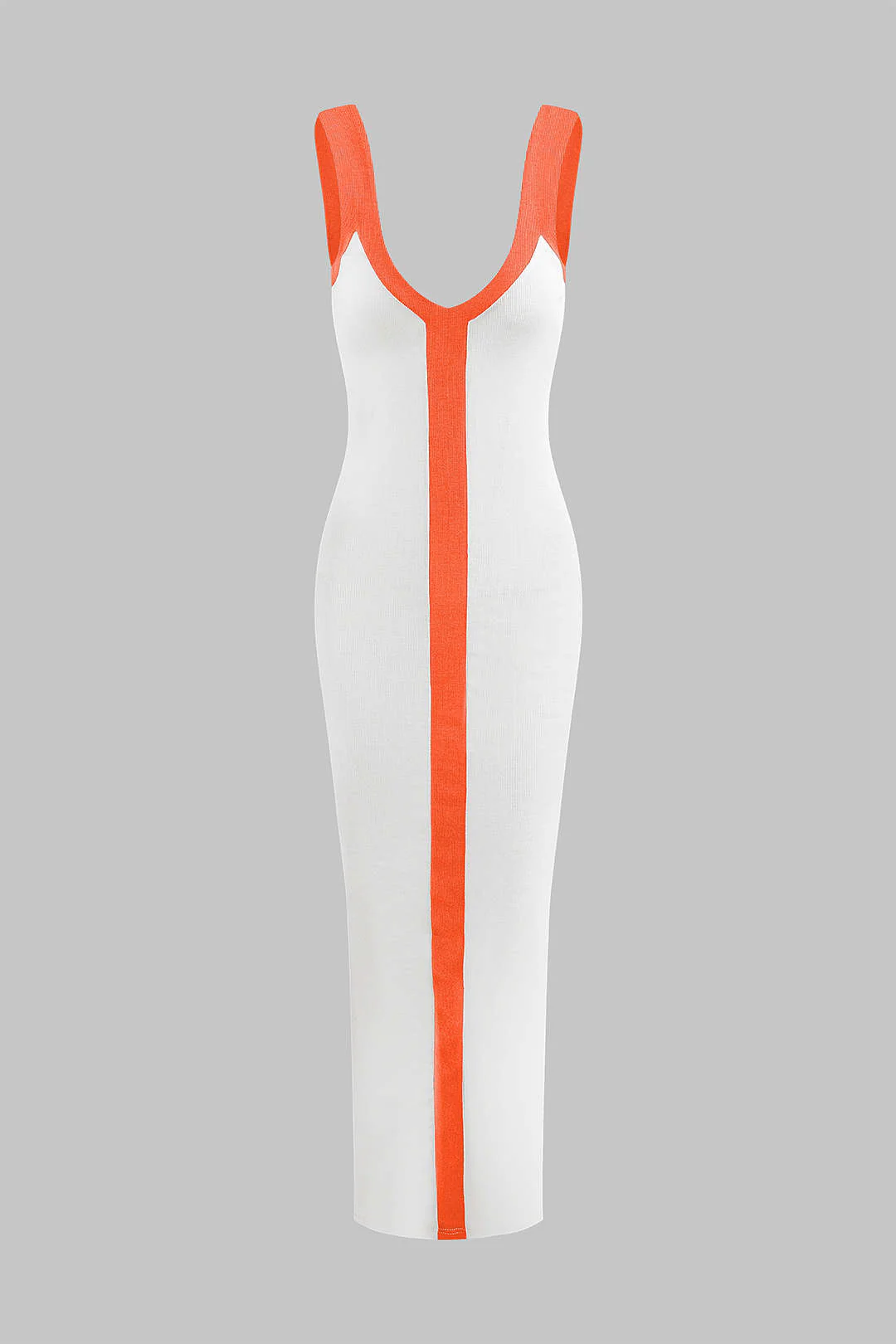Colorblock V-neck Ribbed Split Maxi Dress - Image 10
