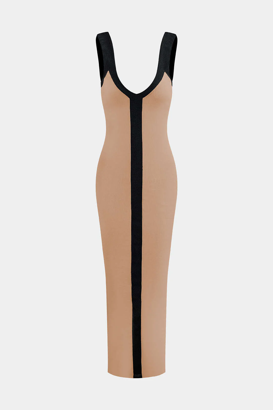 Colorblock V-neck Ribbed Split Maxi Dress - Image 13