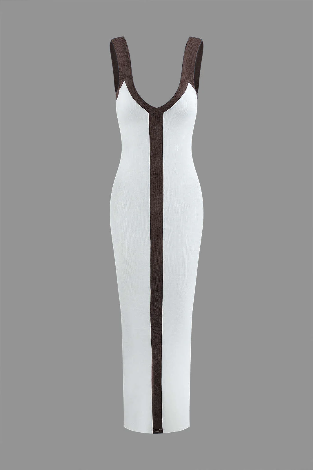 Colorblock V-neck Ribbed Split Maxi Dress - Image 14