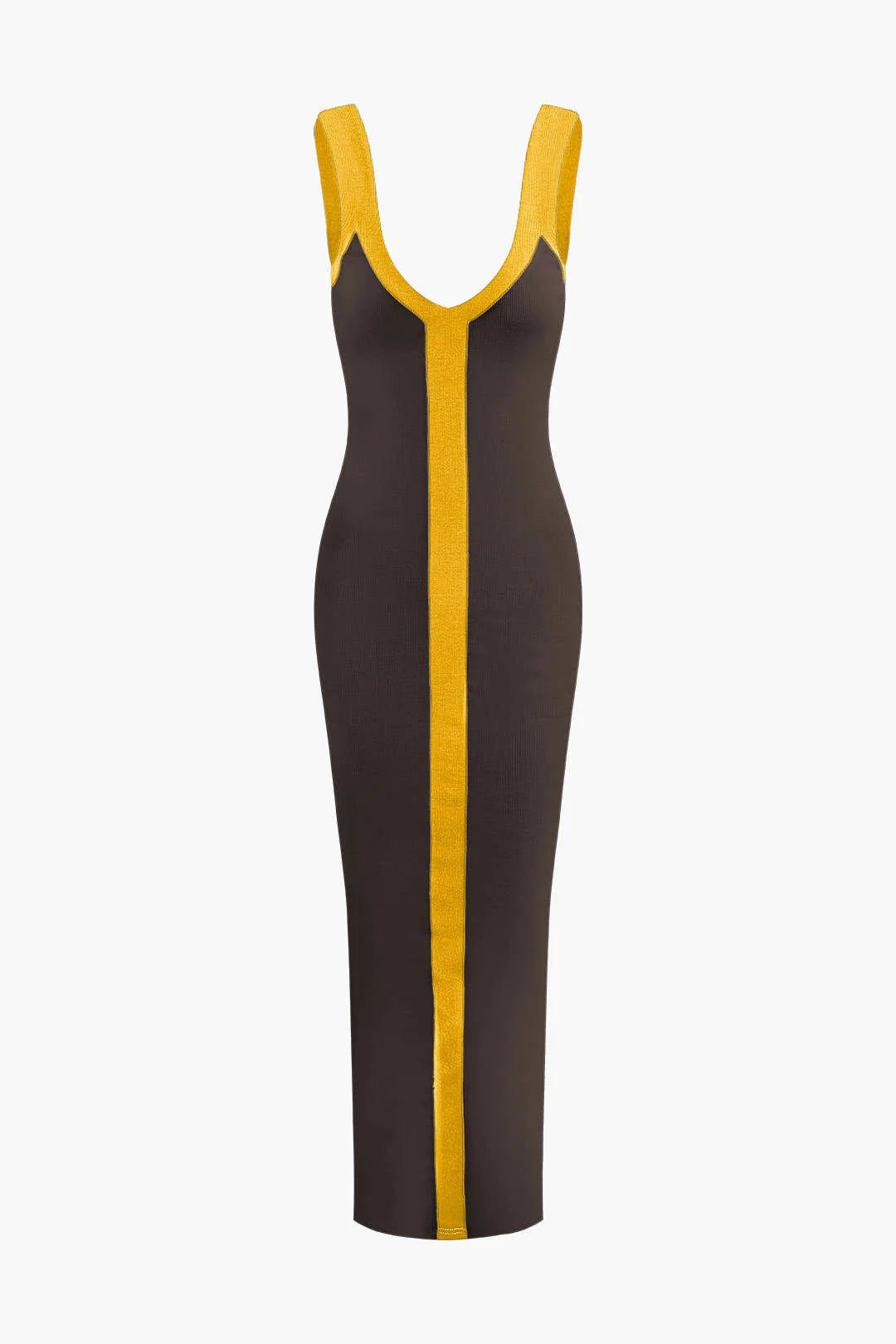Colorblock V-neck Ribbed Split Maxi Dress - Image 15