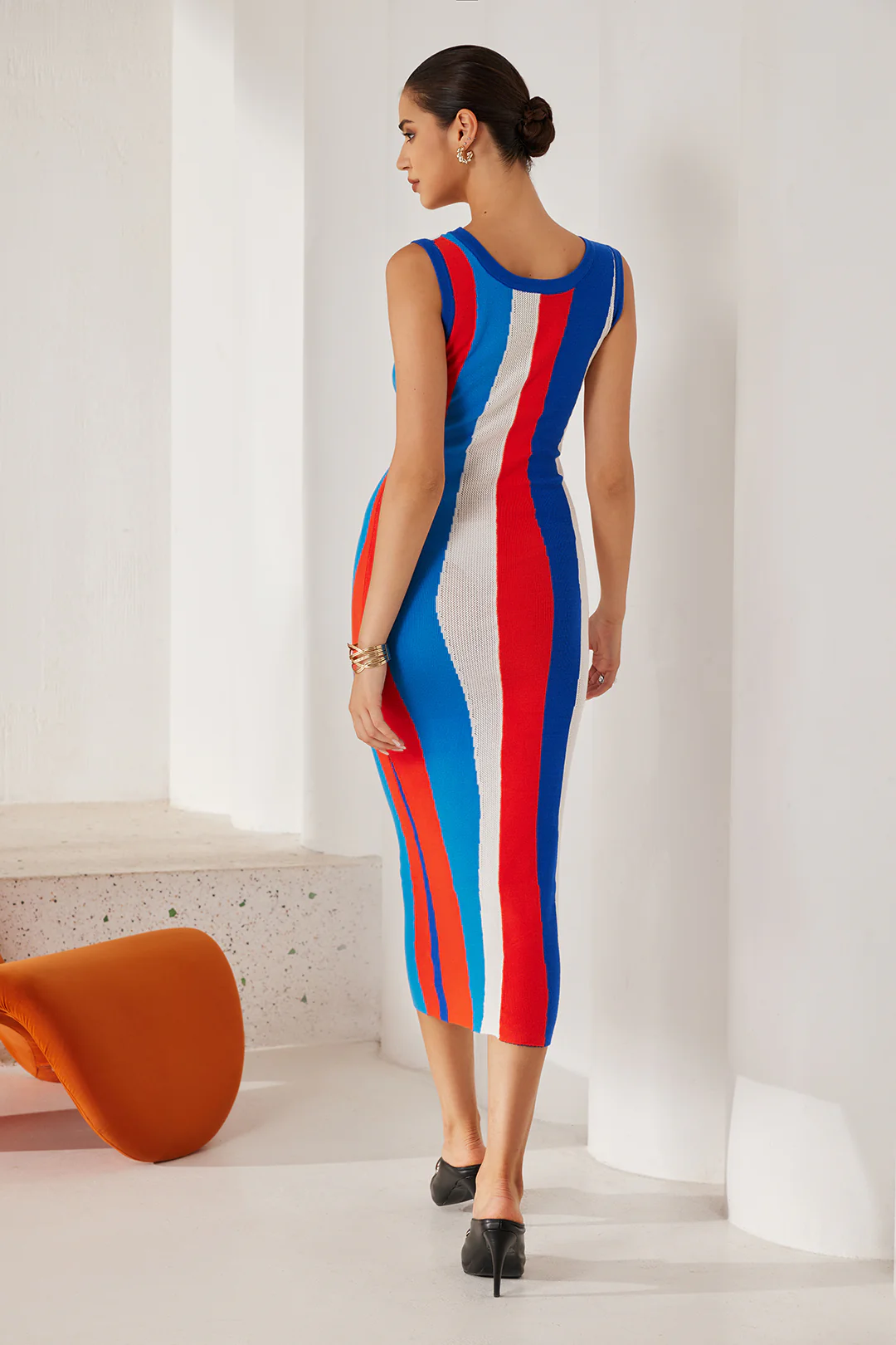 Color Block Print Knit Tank Maxi Dress - Image 12