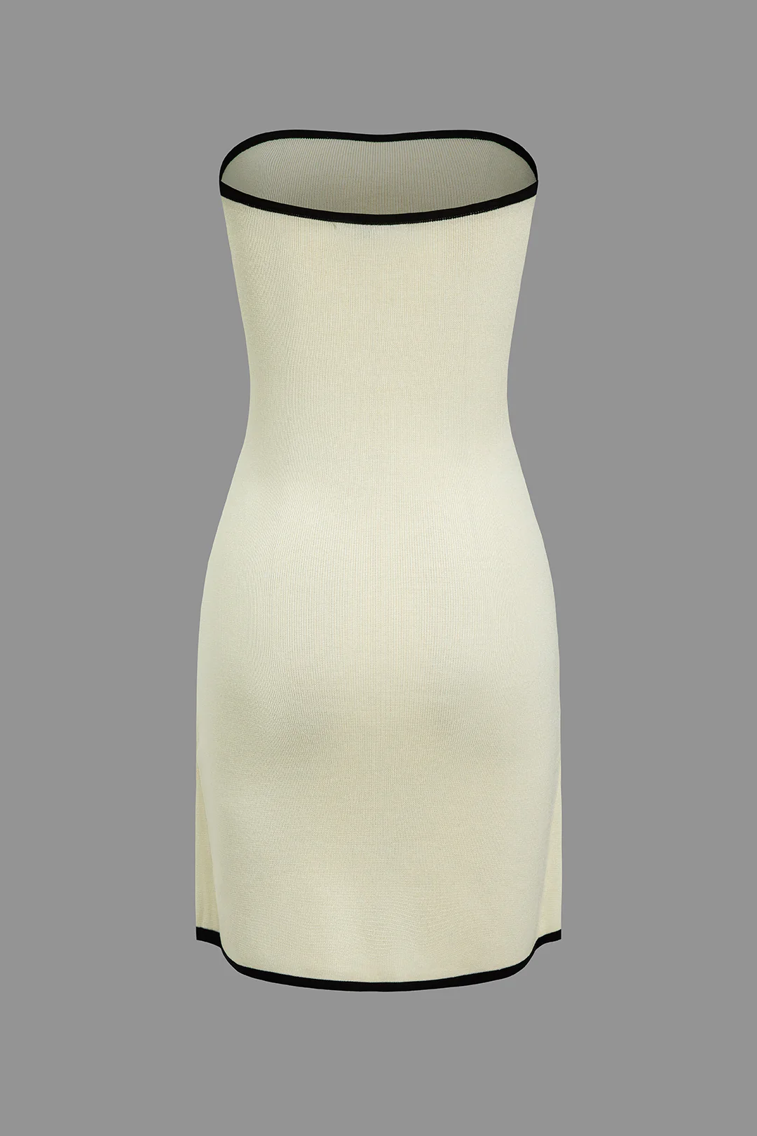Contrast Trim Knit Tie Front Strapless Mini Dress - Image 3