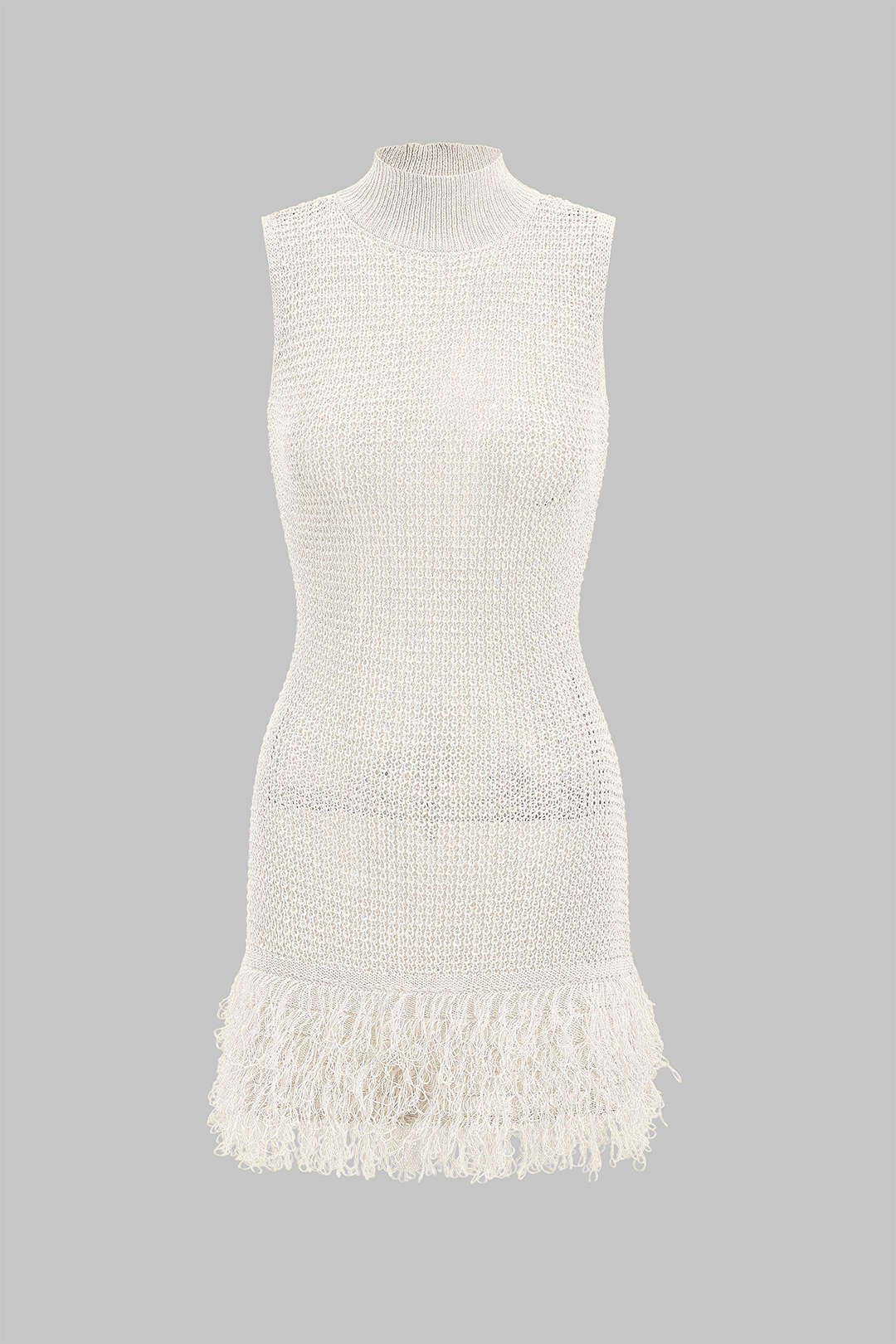 Knit Fringe Sleeveless Dress - Image 10