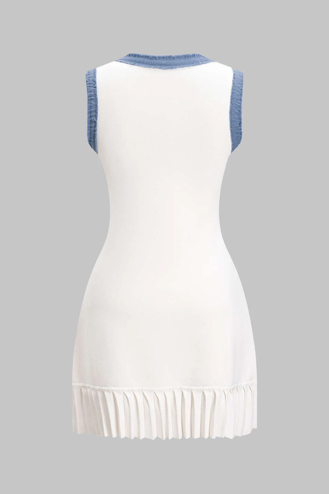 Knit Metallic Button Patchwork Sleeveless Sweater Dress - Image 2