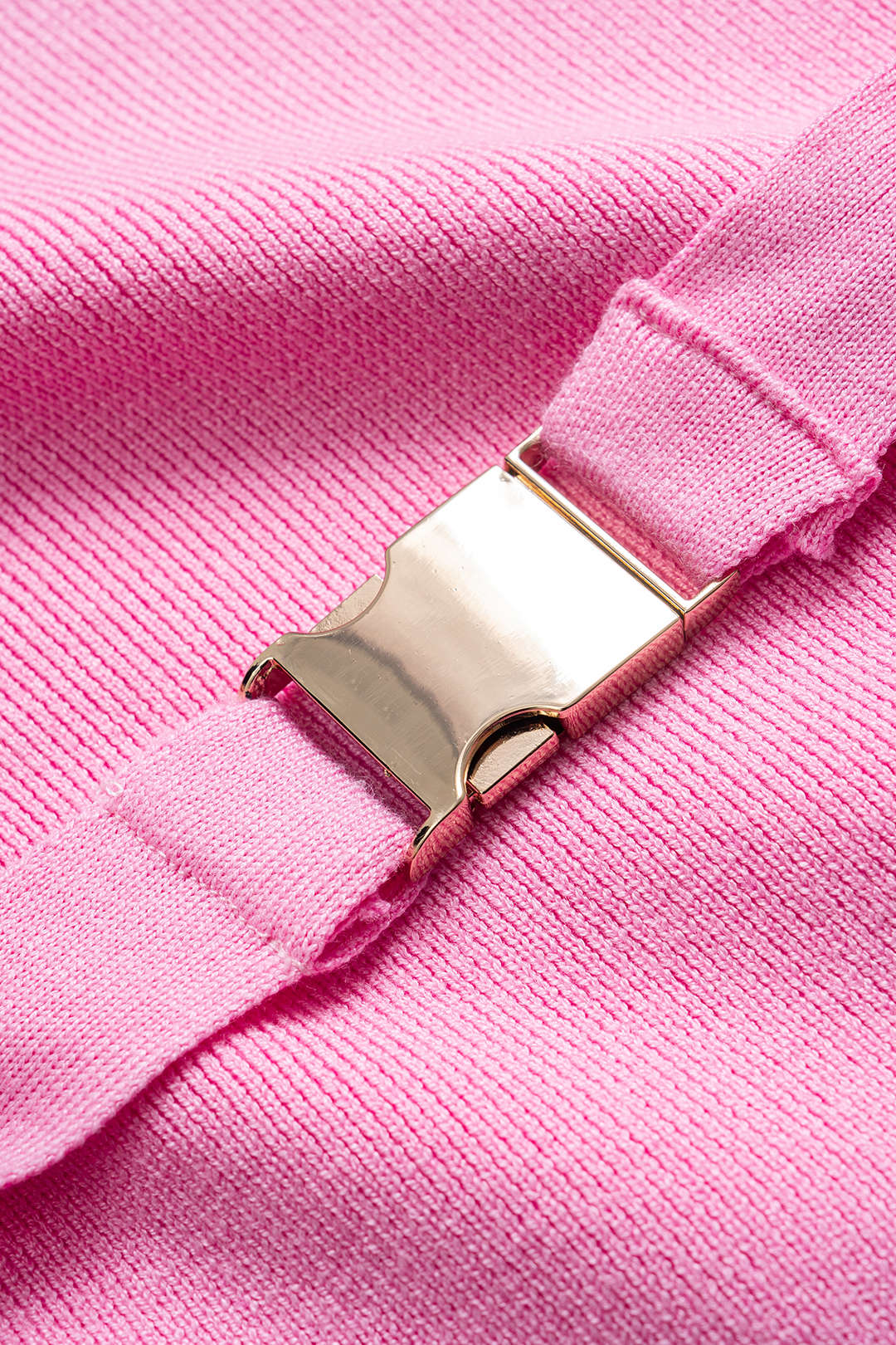 Knit Contrast Binding Belted Strapless Sleeveless Dress - Image 4