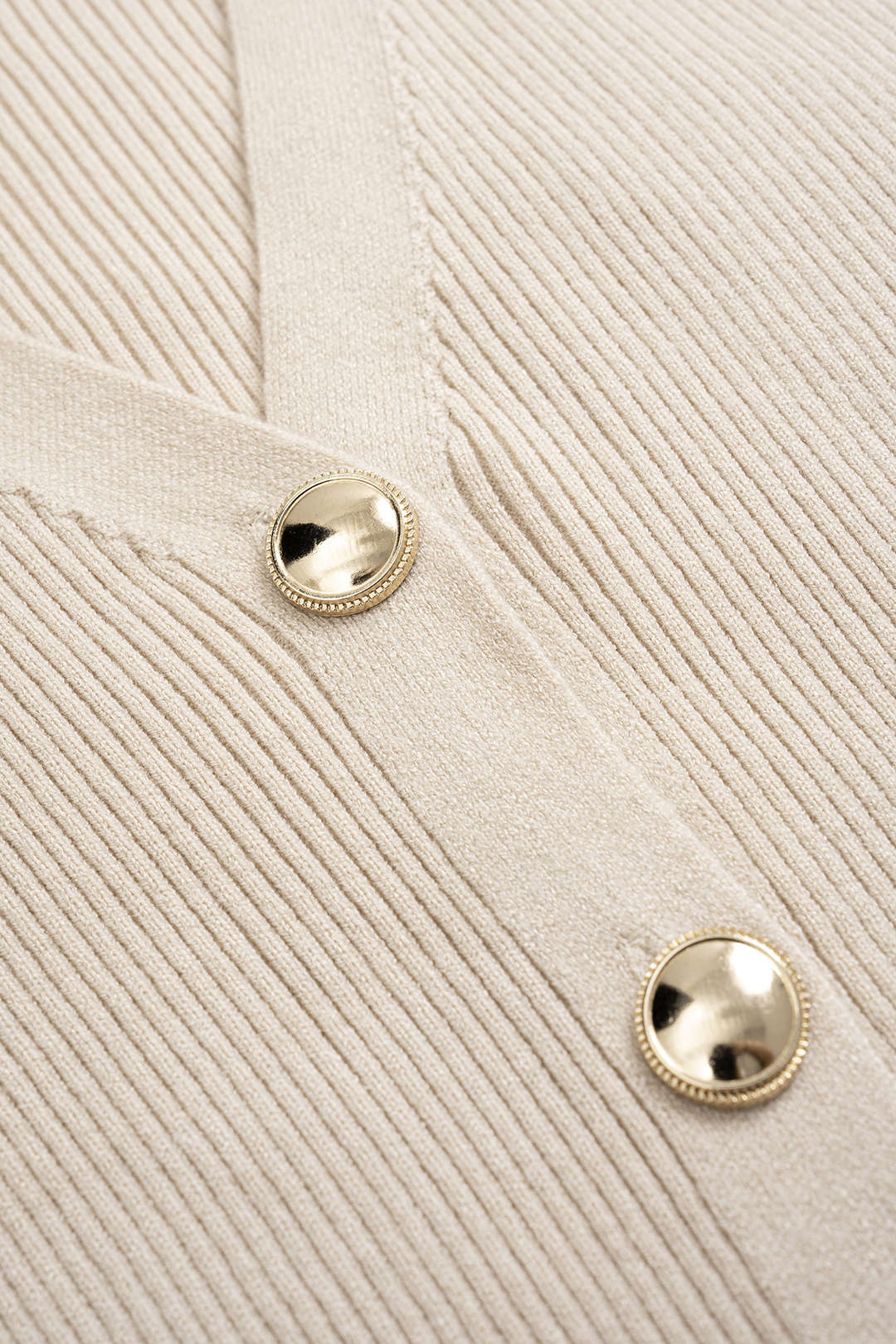 Knit Button V-Neck Short Sleeve Dress - Image 3