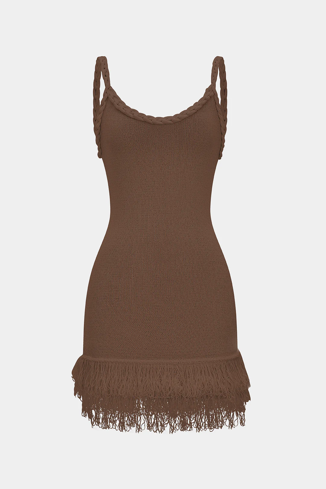 Knit Fringe Braided Backless Slip Sleeveless Dress - Image 7