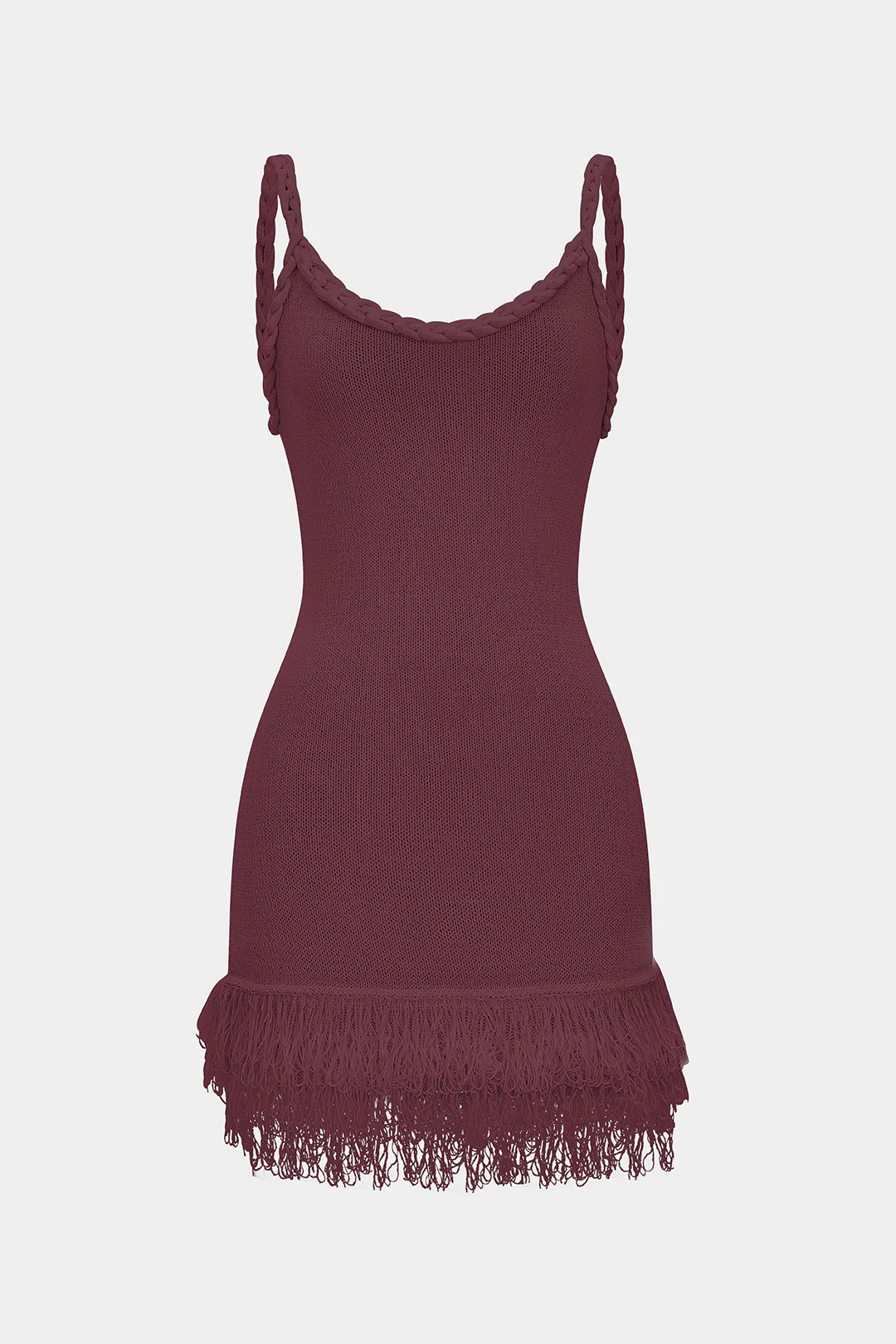 Knit Fringe Braided Backless Slip Sleeveless Dress - Image 8