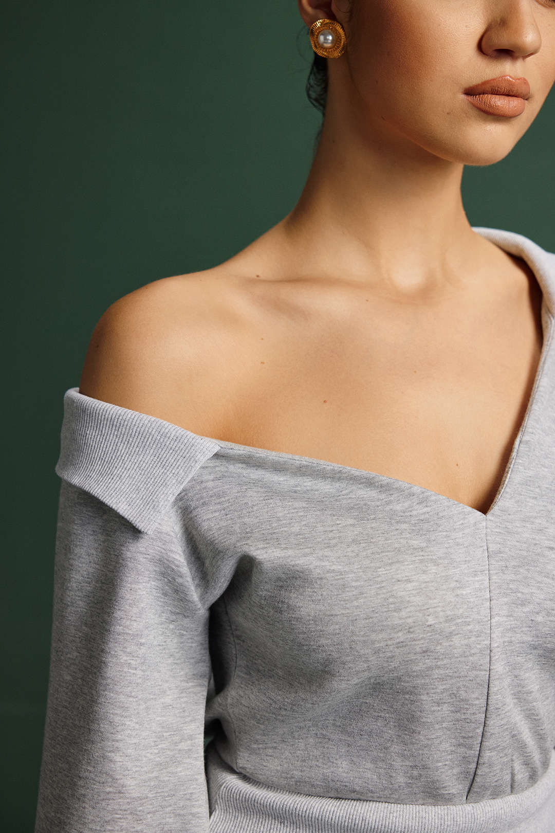 Asymmetrical Neck Ruched Long Sleeve Mini Dress - Image 5