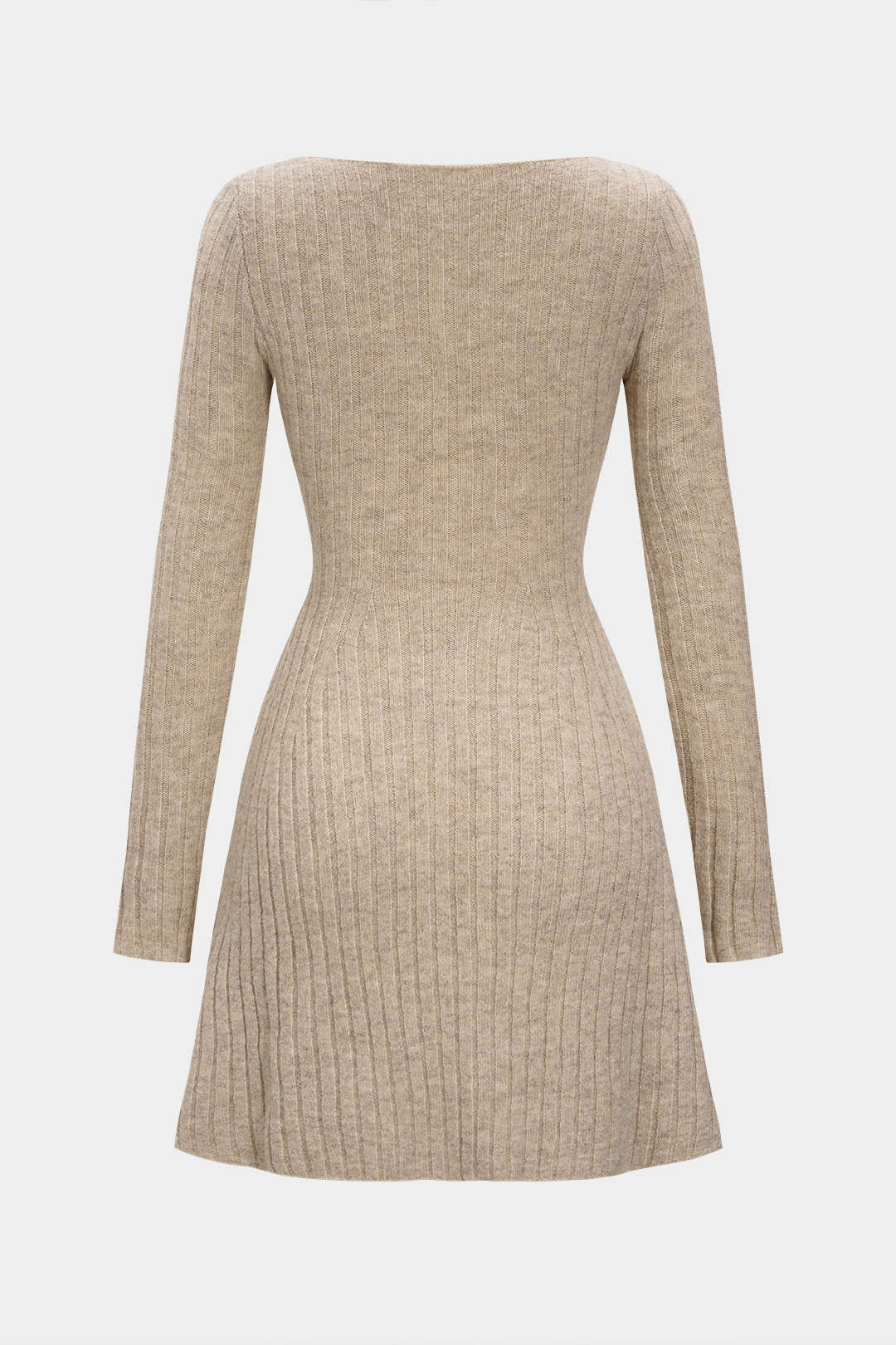 Knit Ruched Long-Sleeve Mini Dress - Image 2