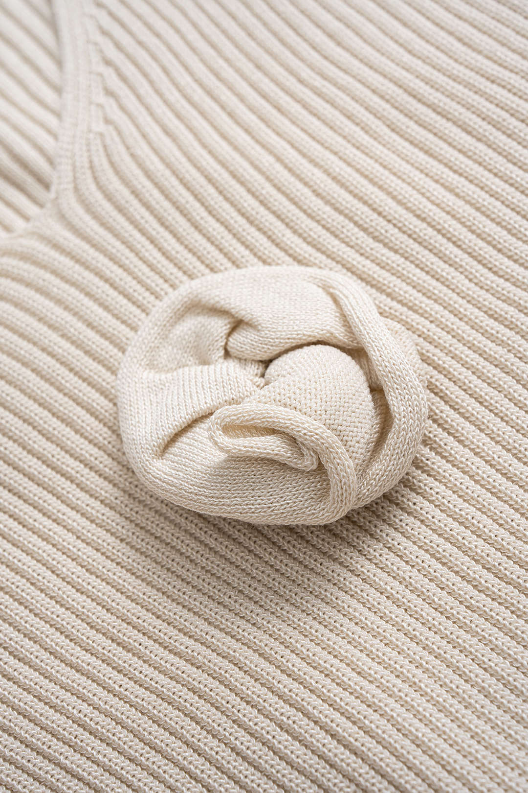 Knit V-Neck Ribbed Long Sleeve Dress - Image 3