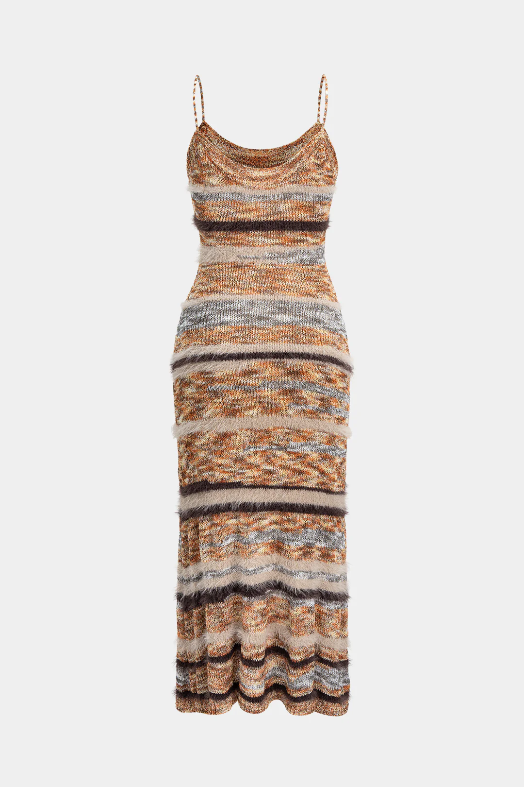 Knit Fringes Contrast Sleeveless Dress - Image 2