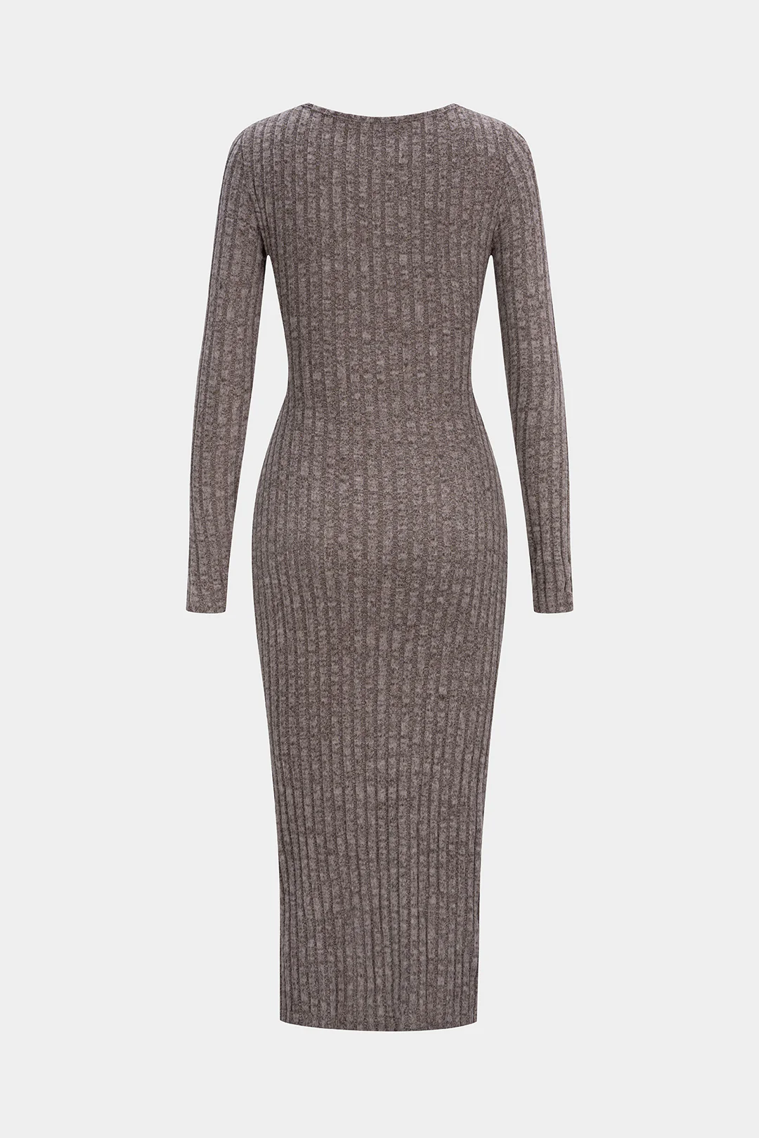 Knit Ribbed Cut Out Asymmetrical Dress - Image 2