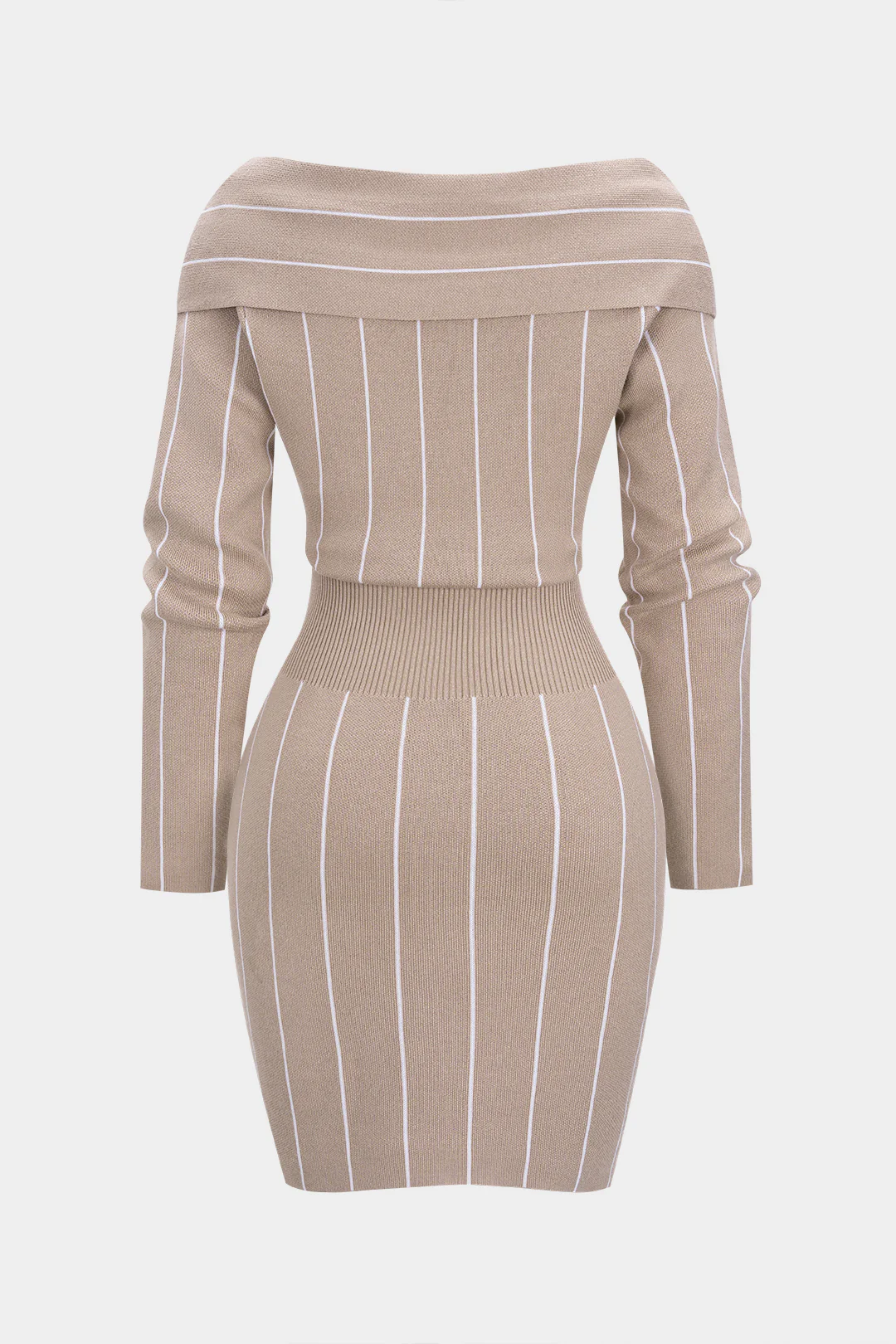 Knit Contrast Stripes Print Long Sleeve Dress - Image 2