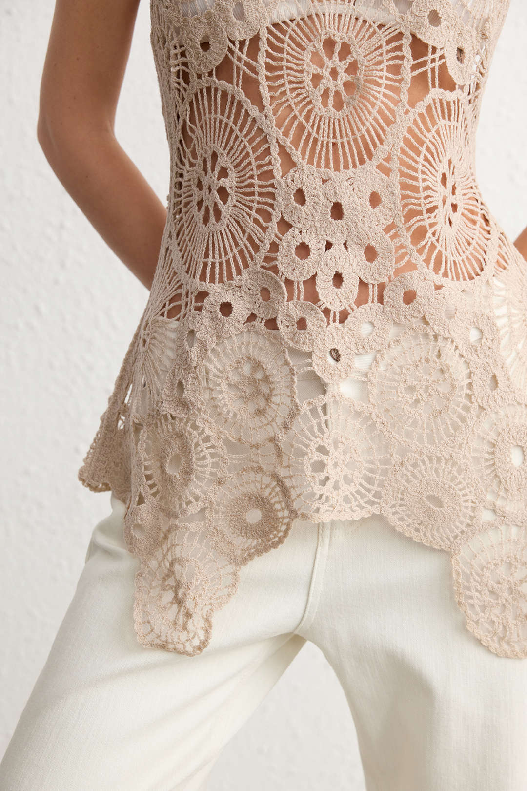 Knit Hollow Out Halter Tie Back Backless Tank Top - Image 5
