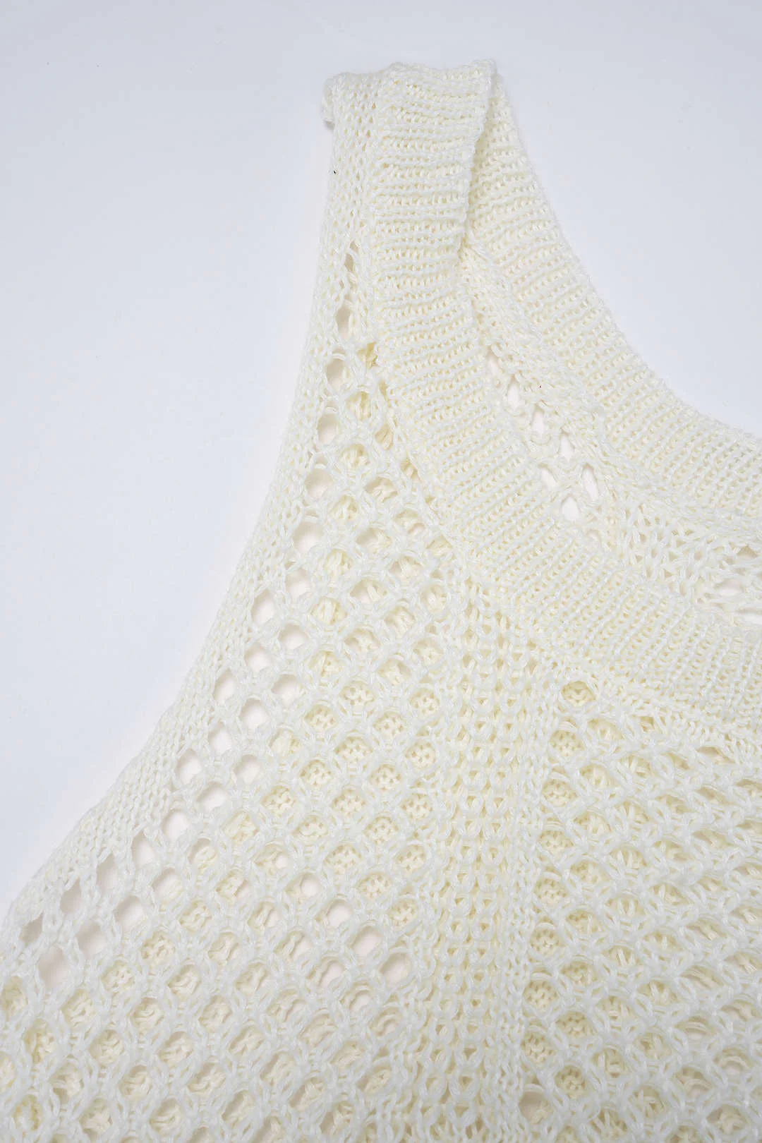 Knit Round Neck Hollow Out Asymmetrical Sleeveless Dress - Image 4