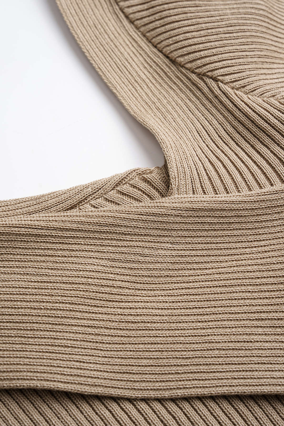 Knit Ribbed Asymmetrical Long Sleeve Mini Dress - Image 3