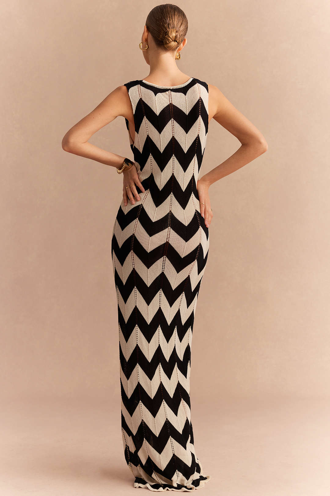 Knit Contrast Tie-Up Sleeveless Dress - Image 2