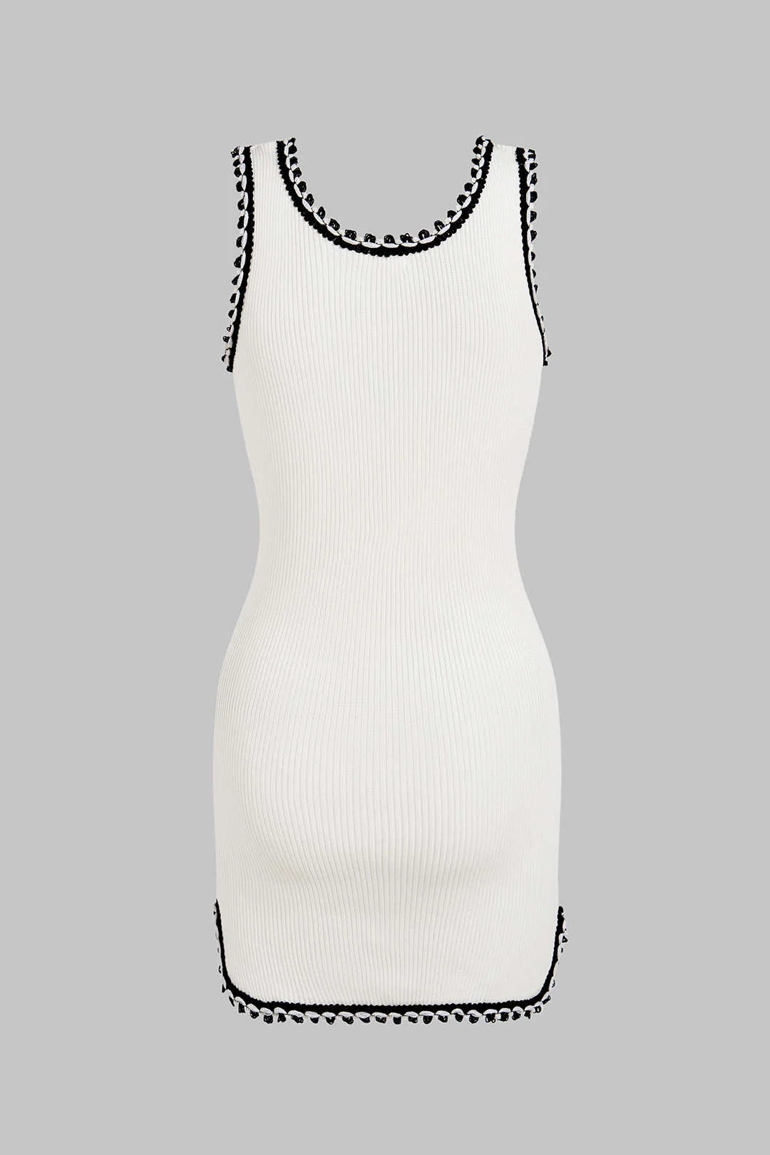 Knit Contrast Binding Round Neck Sleeveless Dress - Image 2