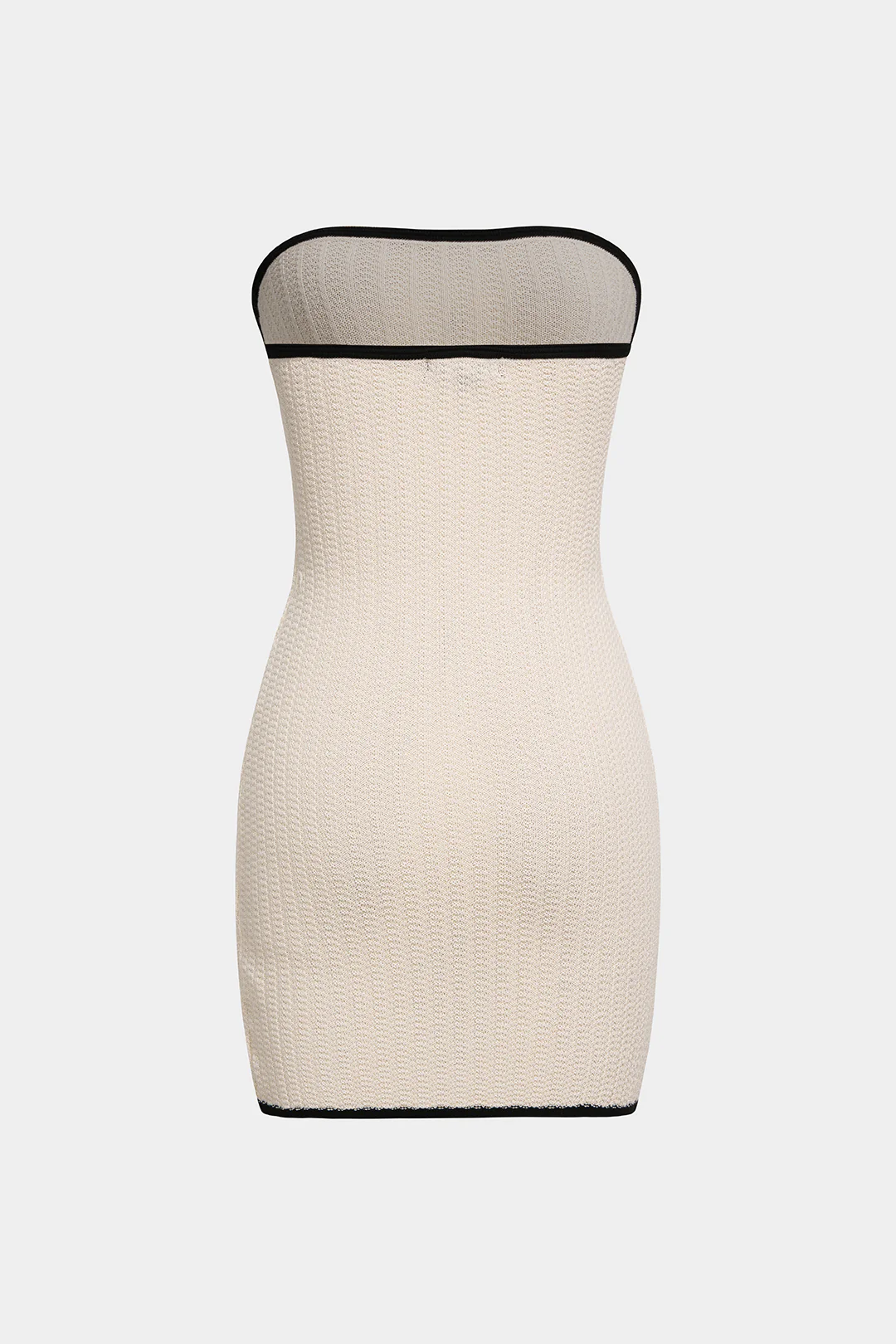 Knit Contrast Binding Wrap Tie-Up Strapless Sleeveless Mini Dress - Image 2