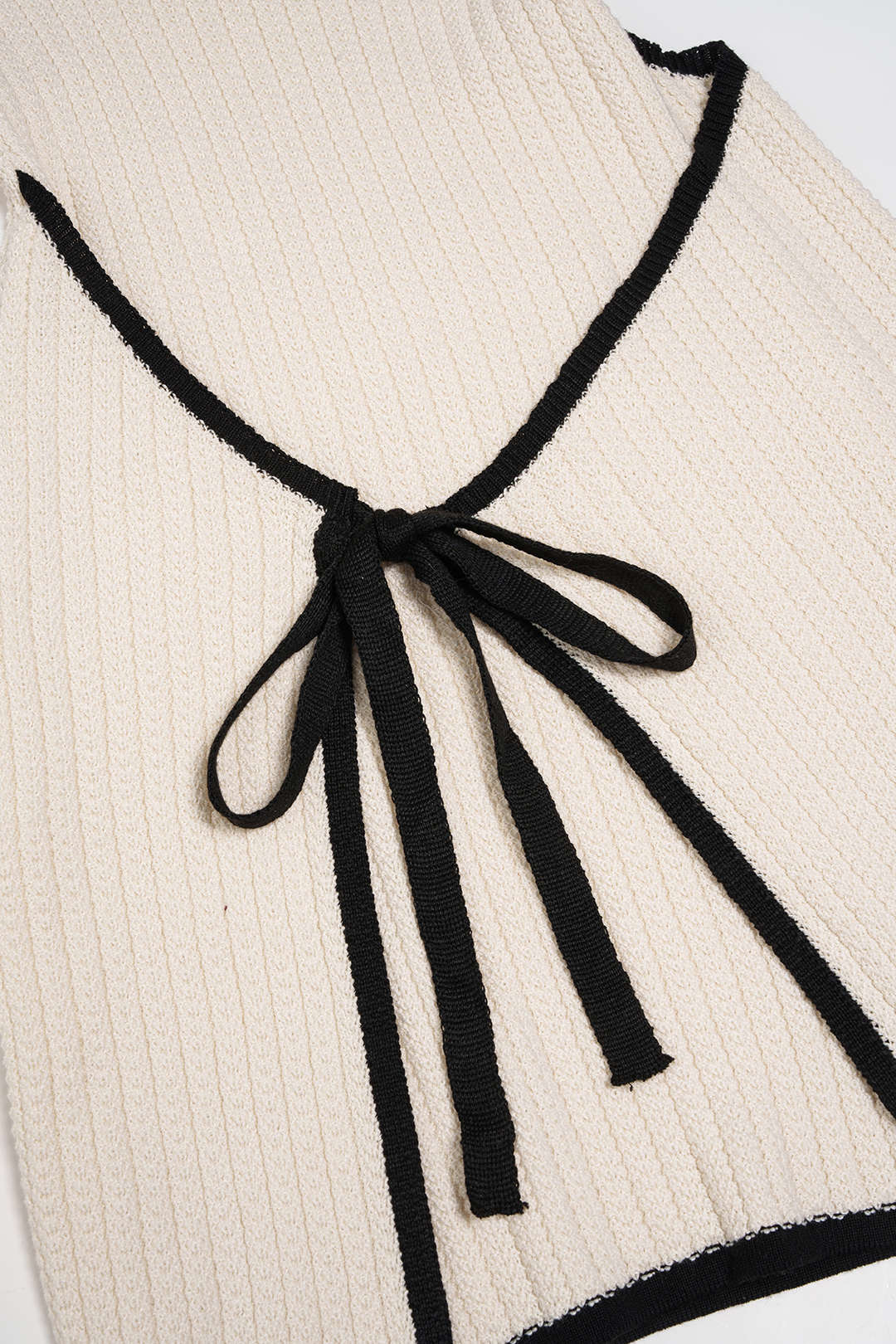 Knit Contrast Binding Wrap Tie-Up Strapless Sleeveless Mini Dress - Image 3