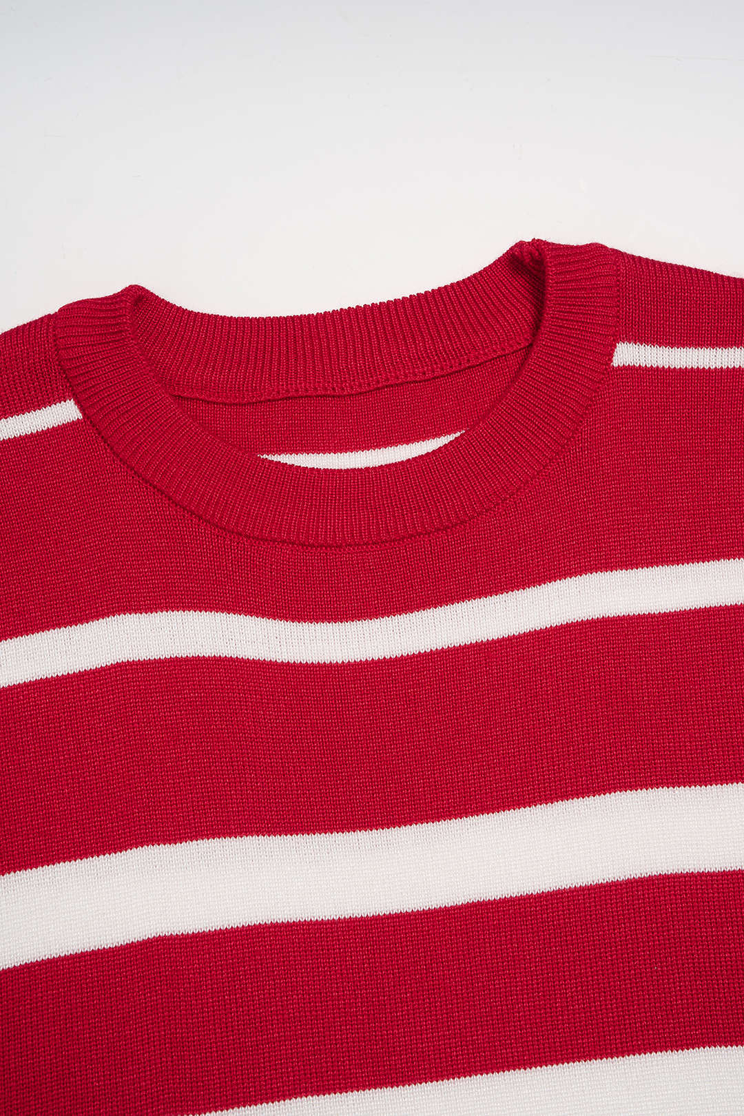 Knit Contrast Striped Round Neck Short Sleeve Dress - Image 3