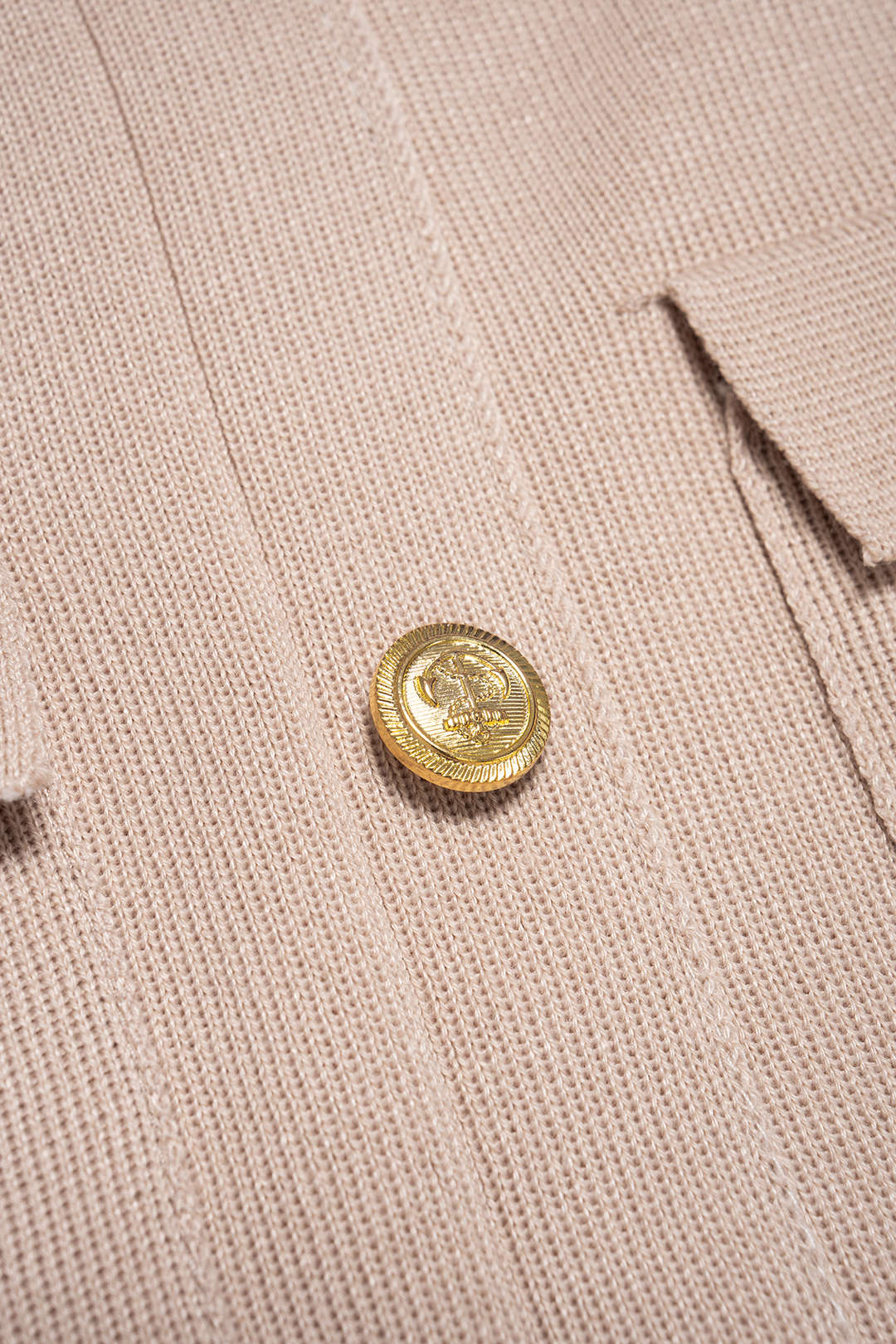 Knit V-Neck Metallic Button Short Sleeve Dress - Image 4
