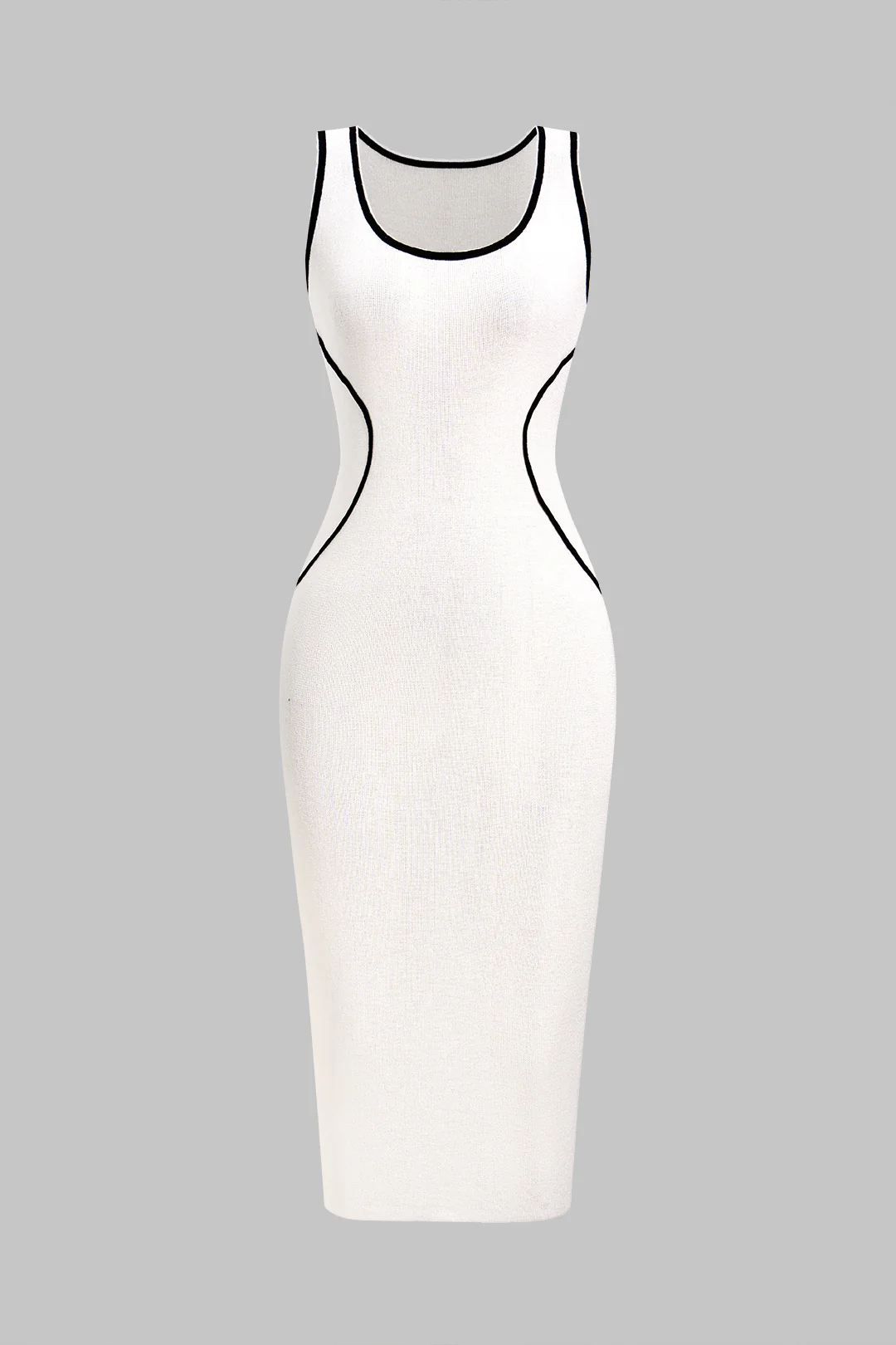 Knit Contrast Round Neck Sleeveless Dress